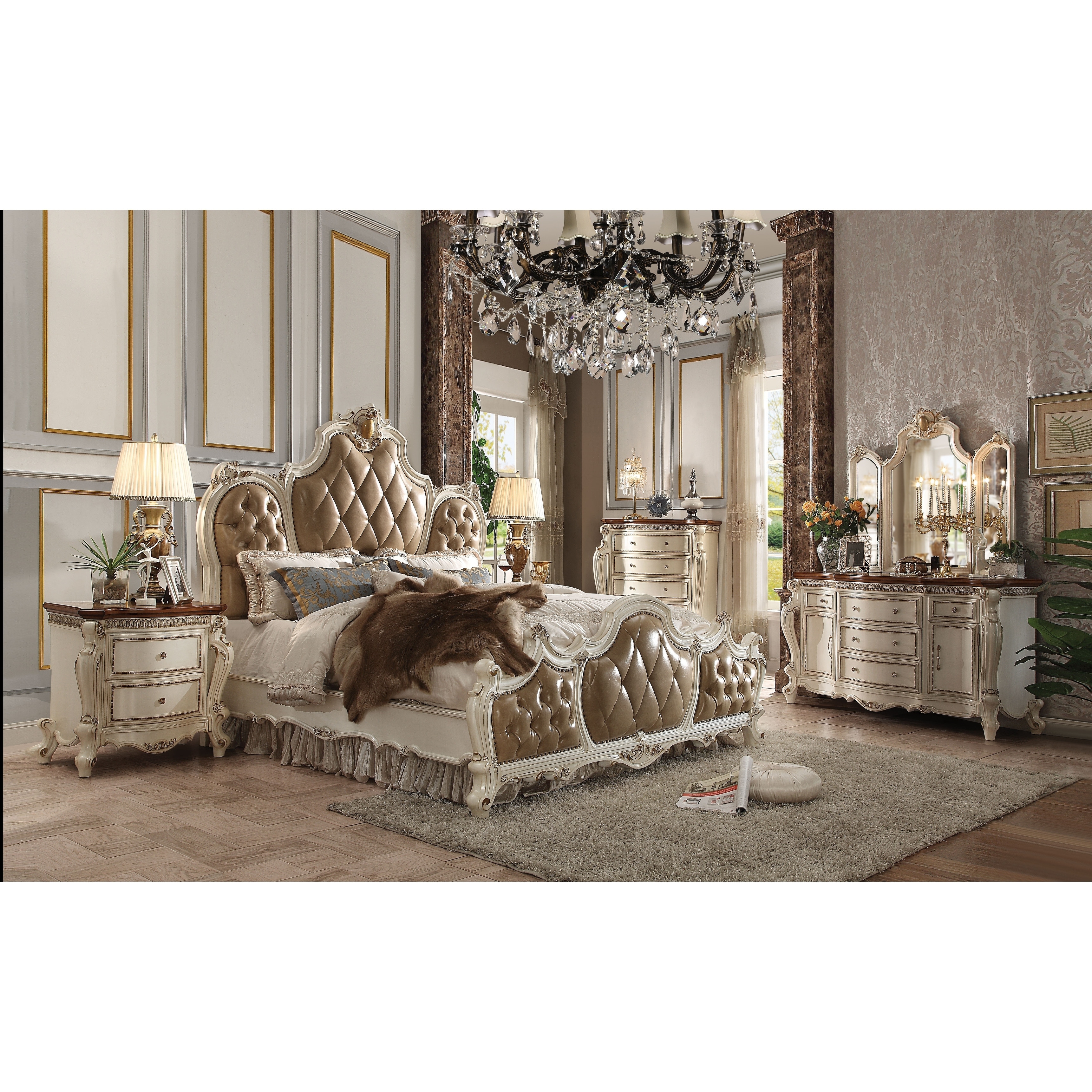 ACME Picardy Antique Pearl and Cherry Oak Chest - - 21655016 - Mycitystee