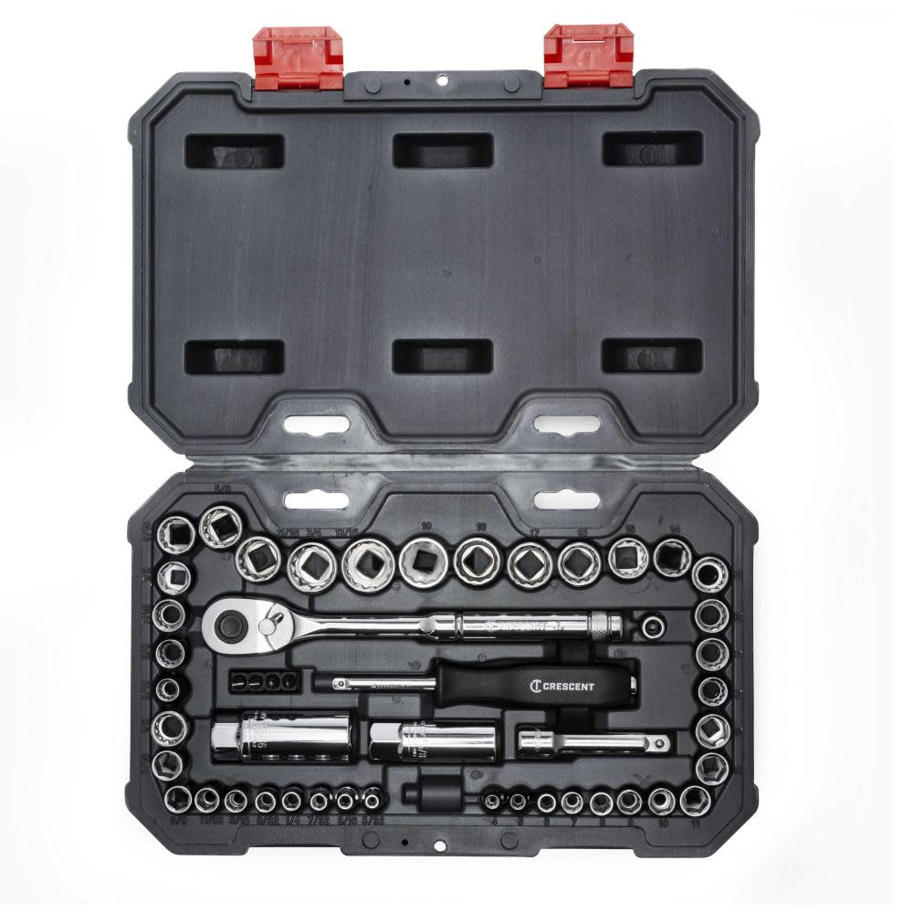 50 Pc 1/4 and 3/8 Drive 6 and 12 Point SAE/Metric Mechanics Tool Set - Mycitystee
