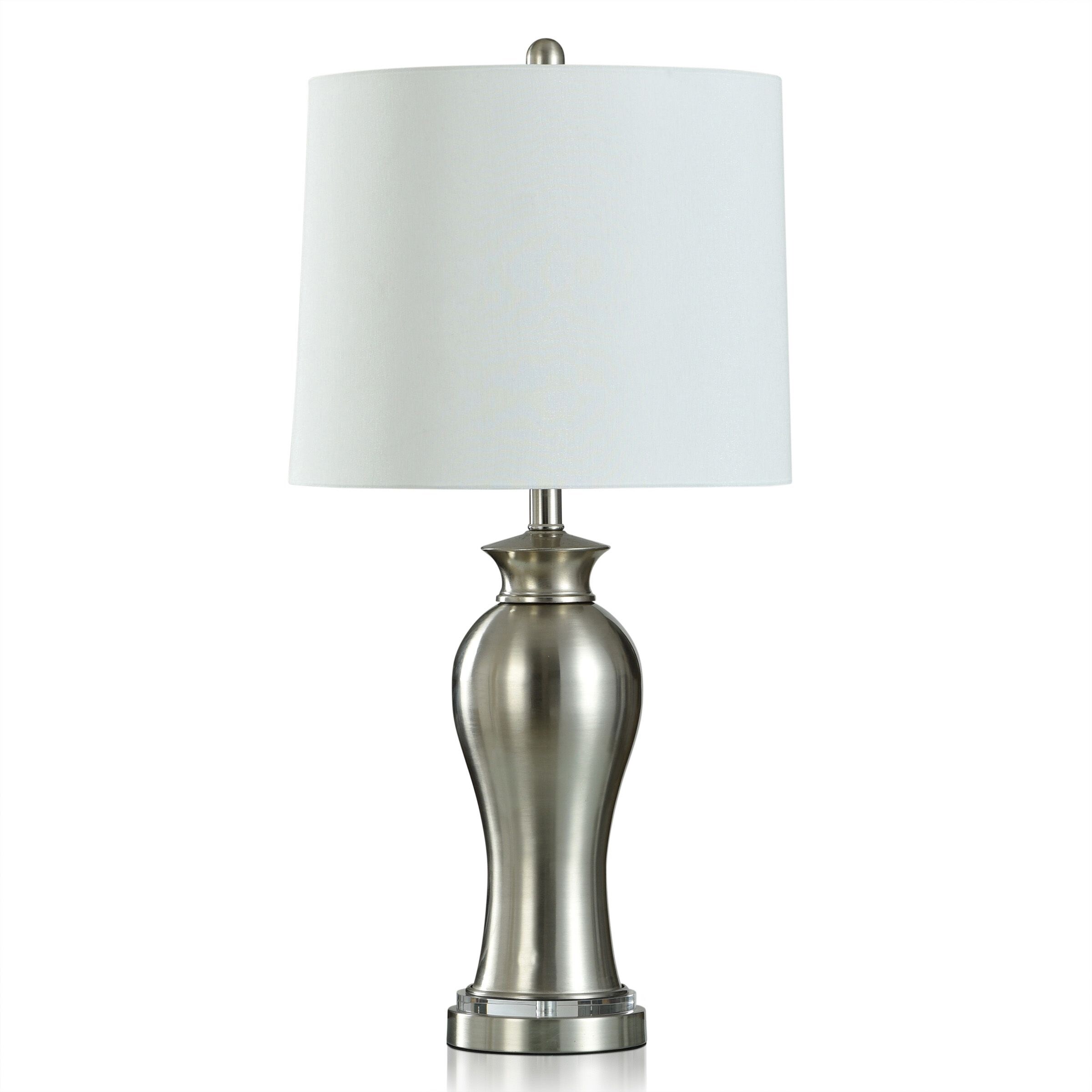 Steel Lamp with Clear Acrylic Accent in Base - Brushed Silver - 5.88