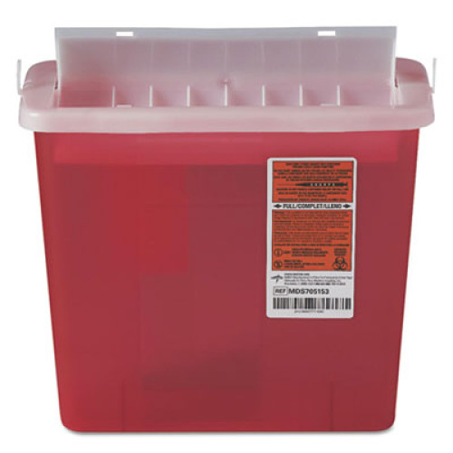 Medline Sharps Container-Patient Room， 5 qt， Plastic， Red (MDS705153H) - Mycitystee