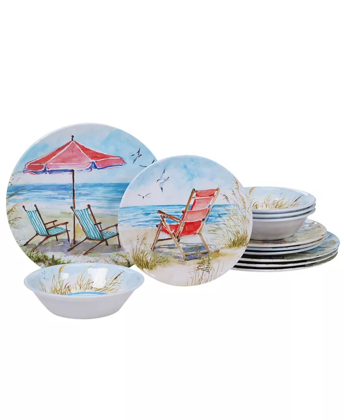 Certified International Ocean View Melamine 12-Pc. Dinnerware Set - Mycitystee