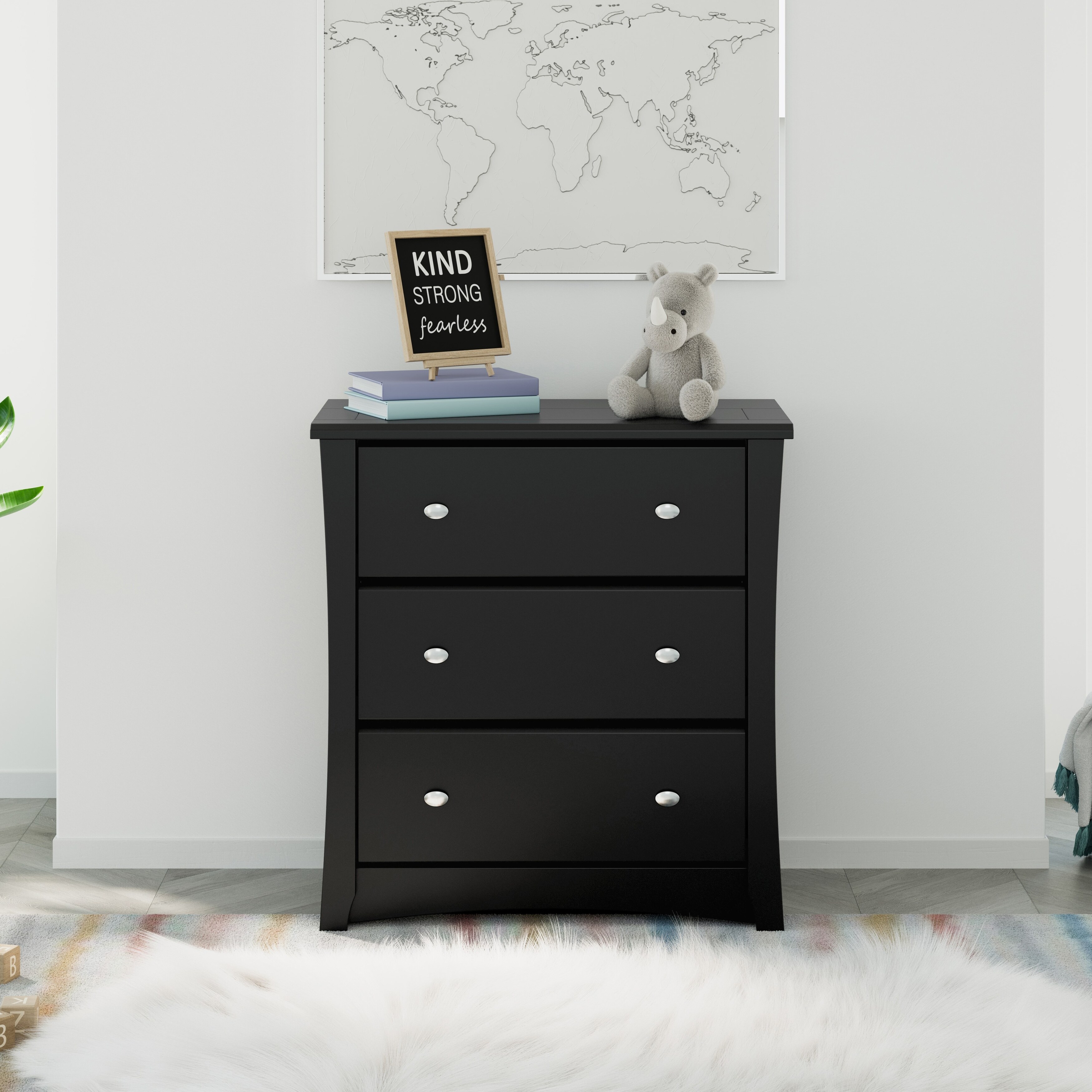 Crescent 3 Drawer Dresser Chest Black - - 37236440 - Mycitystee