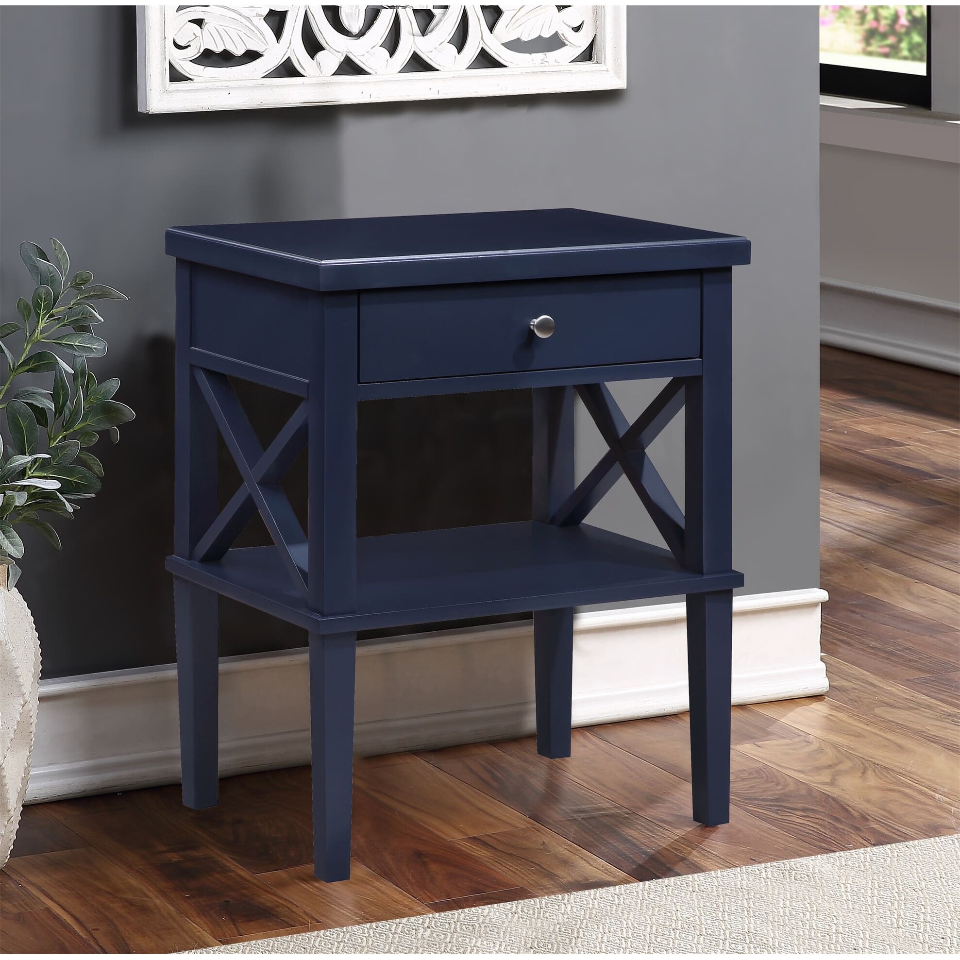 2-tiers Storage Shelf Coffee Table Rectangle Bedside Table with a Hardwood Solid Drawer Nightstand for Living Room，Bedroom - Mycitystee