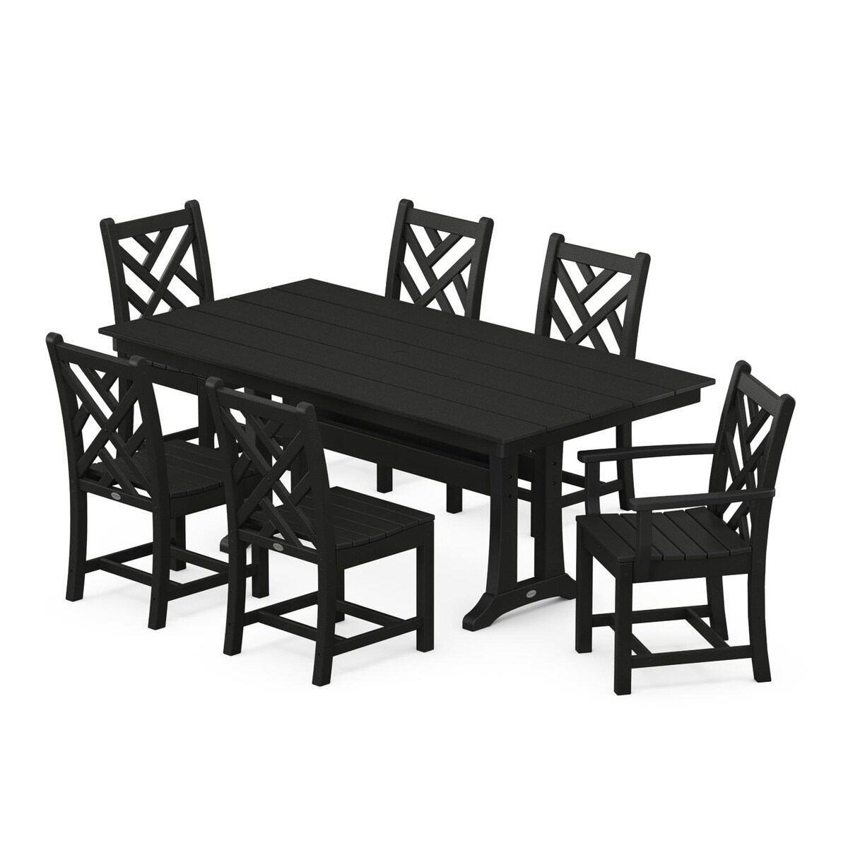 POLYWOOD Chippendale 7-Piece Farmhouse Trestle Dining Set - Mycitystee