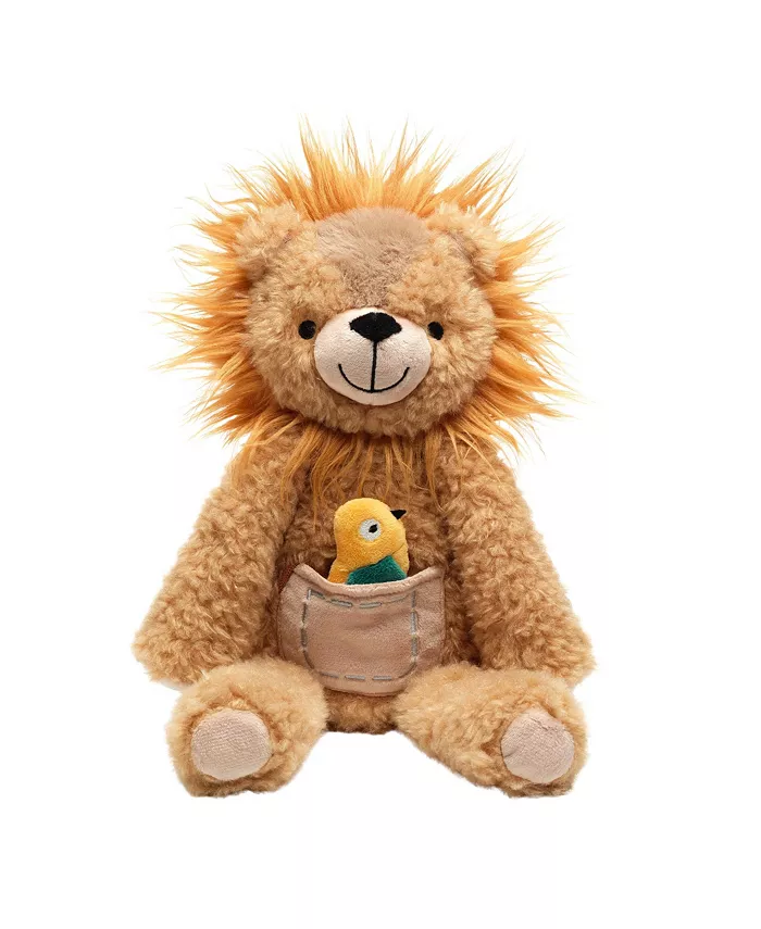 Lambs Ivy Jungle Friends Plush Lion with Bird Stuffed Animal Toy - Everett - Mycitystee