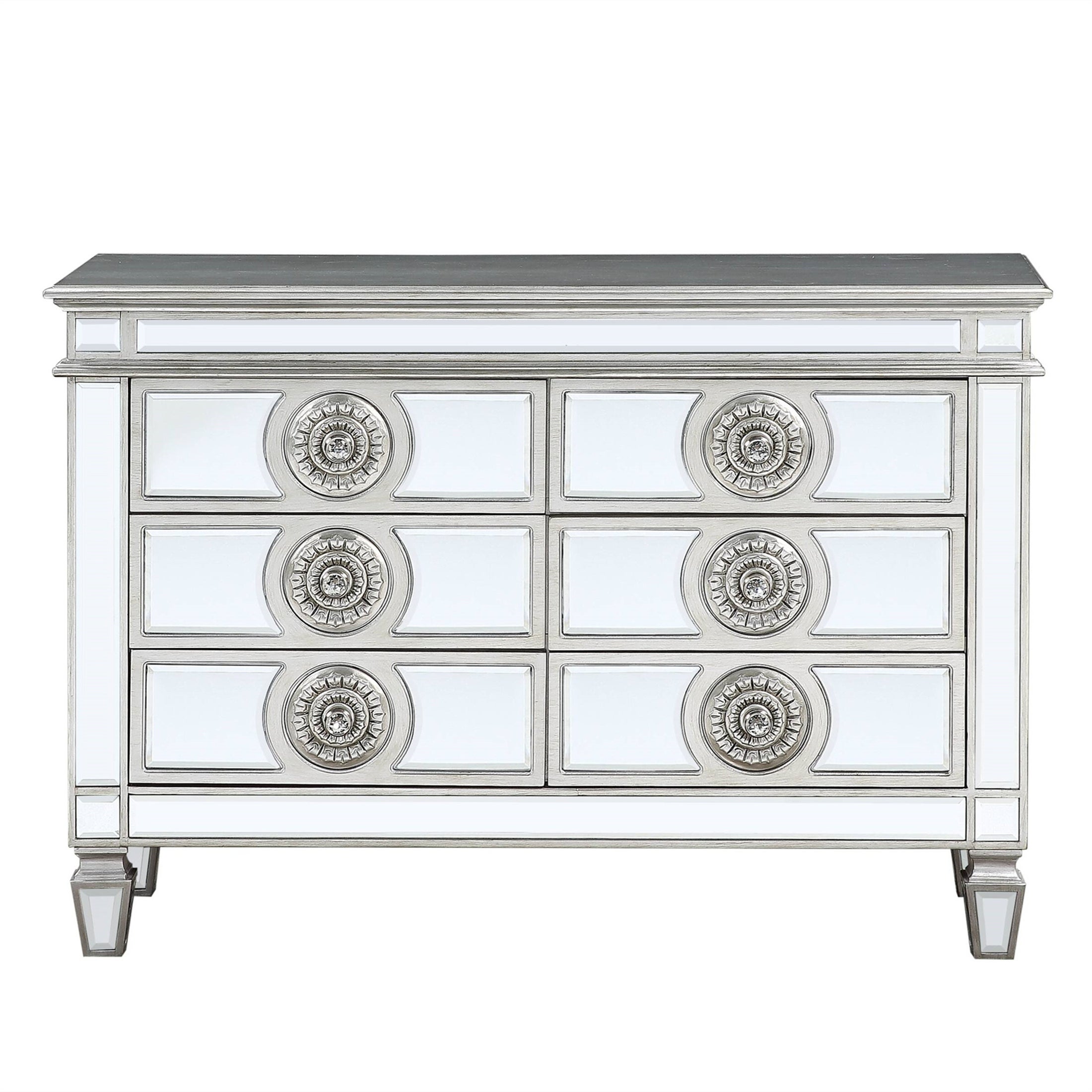 6 Drawers Storage Mirrored and Antique Platinum - - 37508593 - Mycitystee
