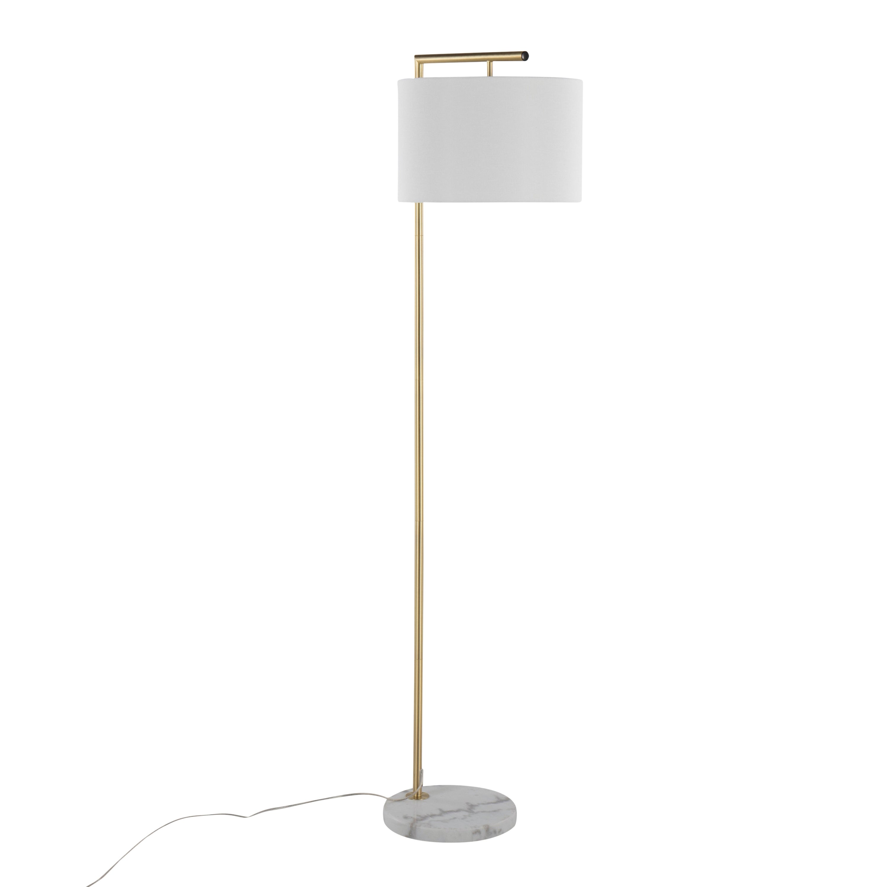 Lumisource Fran Floor Lamp in Gold Metal and White Linen Shade - 19