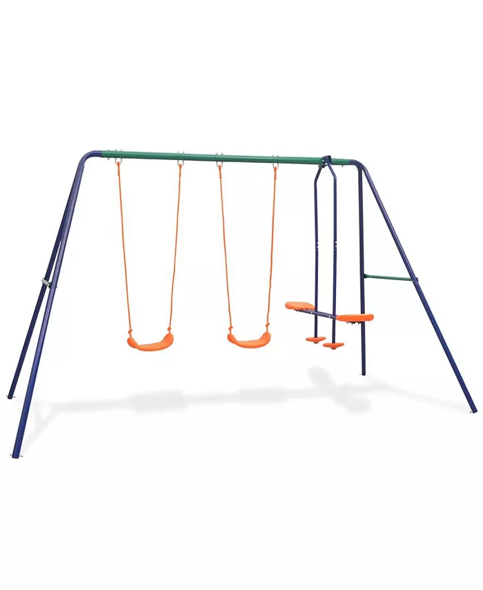 vidaXL Swing Set with 4 Seats Orange - Mycitystee