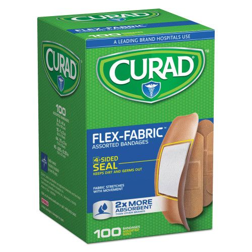 Curad Flex Fabric Bandages， Assorted Sizes， 100/Box (CUR0700RB) - Mycitystee