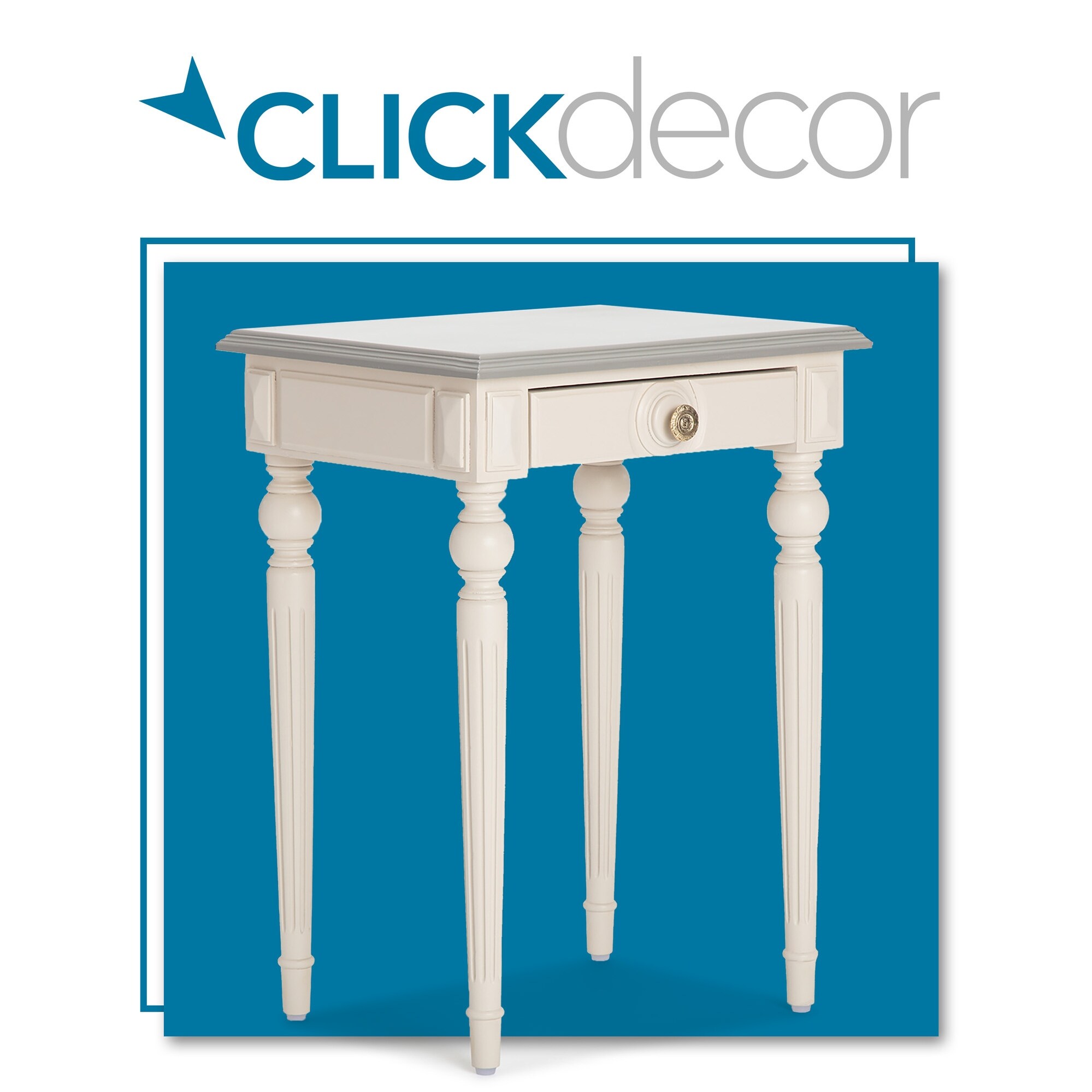 ClickDecor Amos Side Table with Drawer， Cream/Gray - Mycitystee