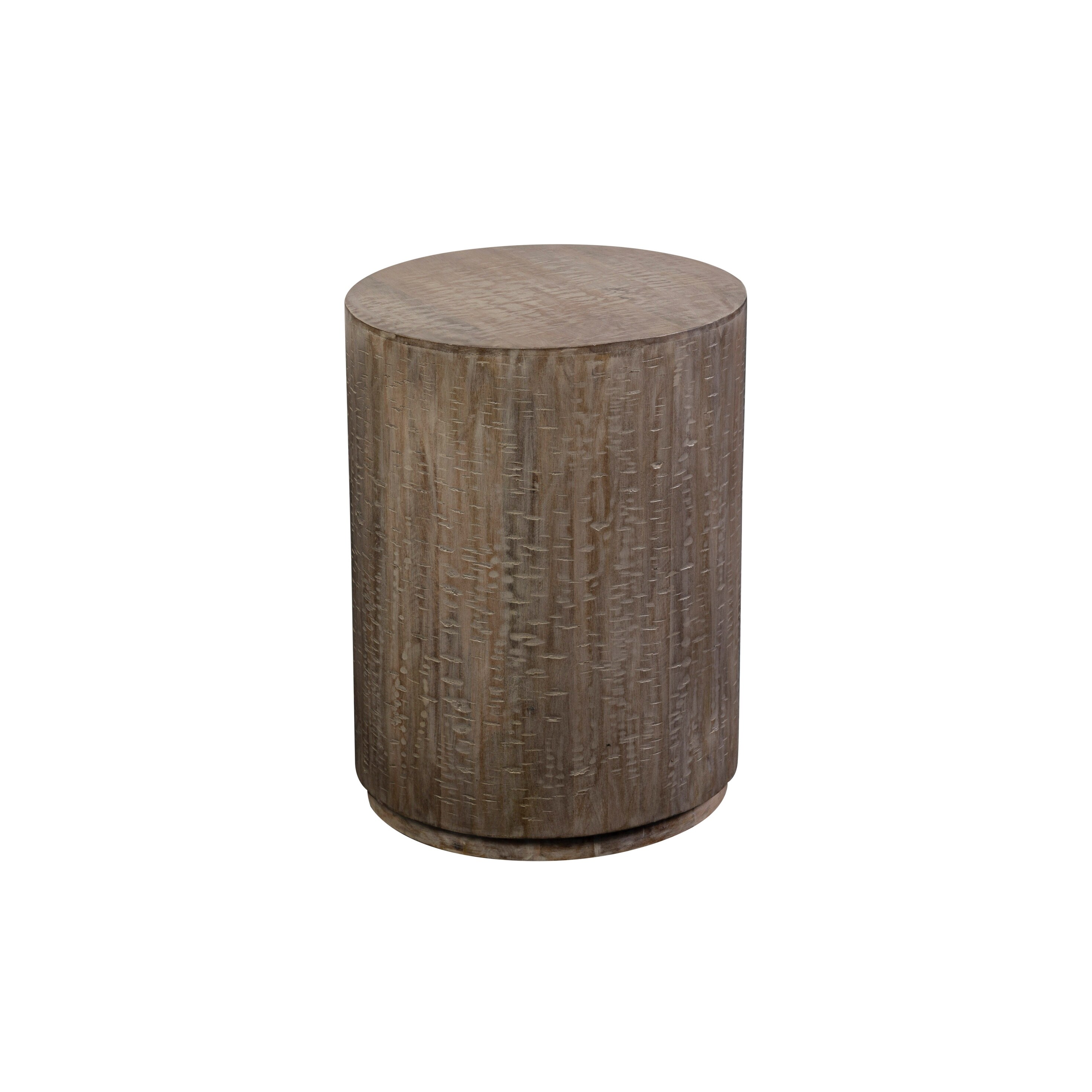 Wanderloot Drum Gray Wash Mango Wood Round End Table - 18''L x 18''W x 24''H - Mycitystee