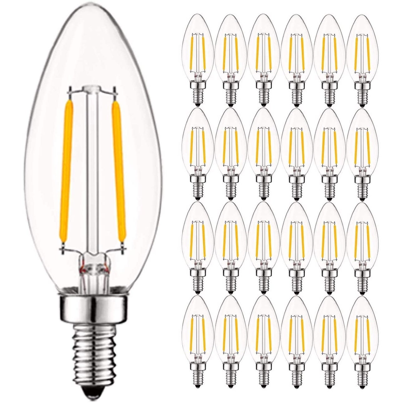 Luxrite 4W Vintage Candelabra LED Bulbs Dimmable， 400 Lumens， 40W Equivalent， Clear Glass， E12 Base (24 Pack) - Mycitystee