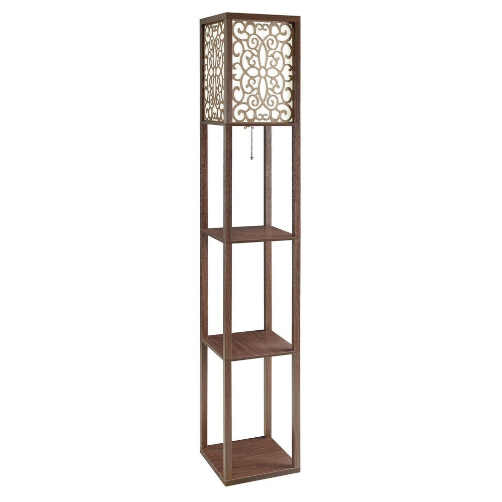 Coaster Furniture Macchino Cappuccino Square Floor Lamp with 3 Shelves - Mycitystee