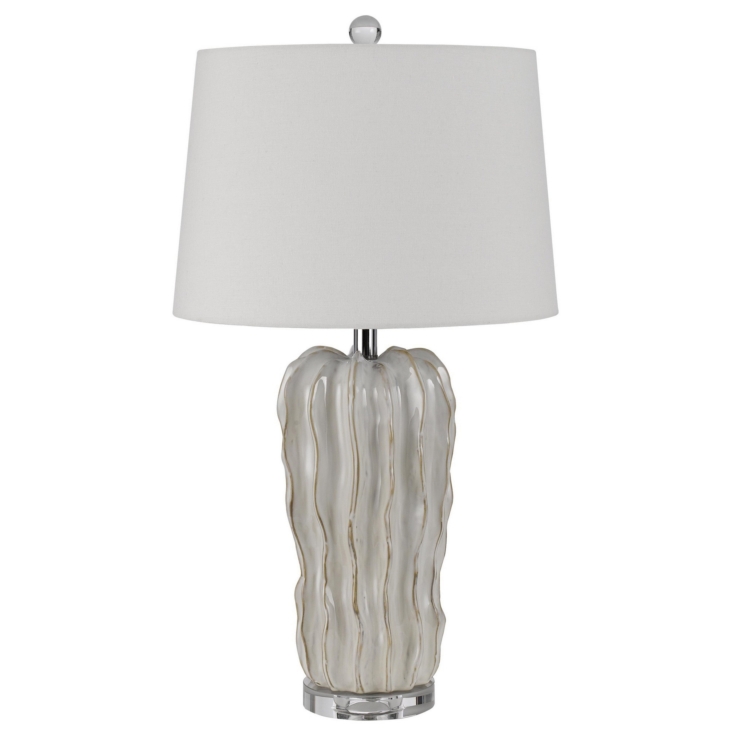 26 Inch Accent Table Lamp， Round Glass Base， White， Clear - Mycitystee