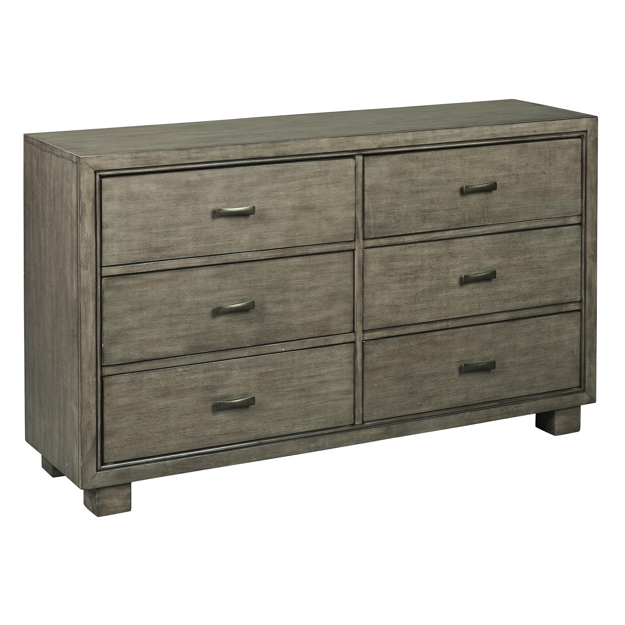 6 Drawer Wooden Dresser with Straight Legs and Flush Mount Handles， Gray - - 31136965 - Mycitystee