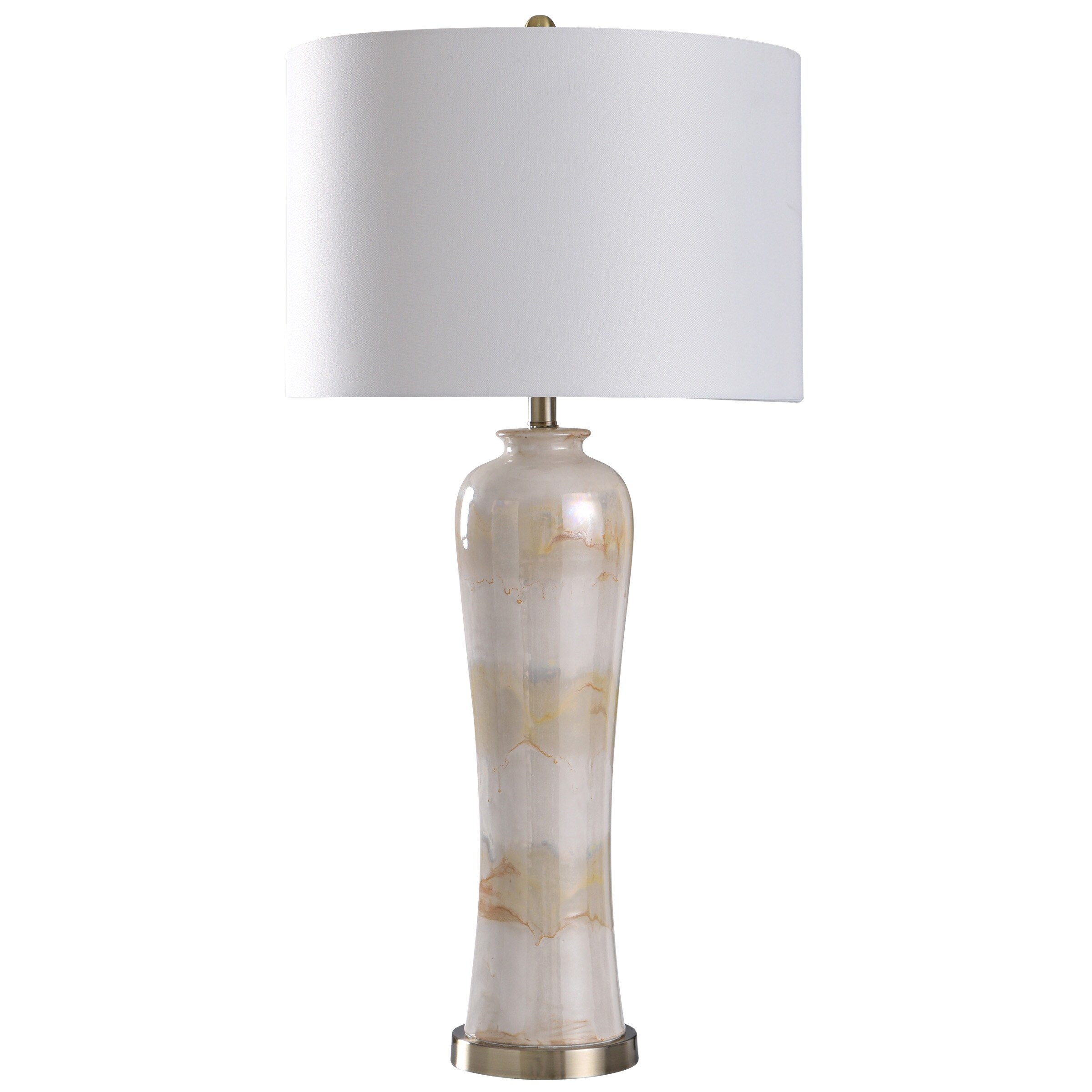 StyleCraft Angel Abstract Pattern Ceramic Table Lamp with Metal Base and White Drum Shade - Mycitystee