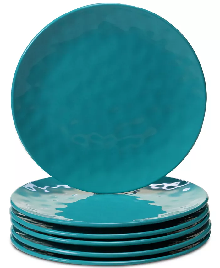 Certified International 6-Pc. Teal Melamine Salad Plate Set - Mycitystee