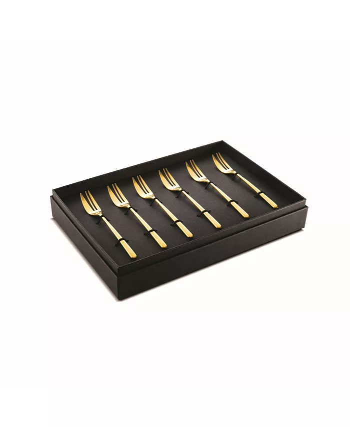 Mepra Linea Ice Oro Cake Fork Set， 6 Piece - Mycitystee