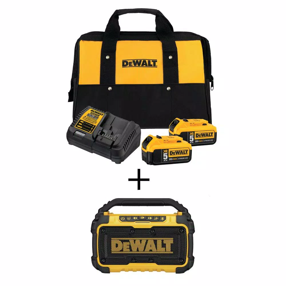 DEWALT 20-Volt MAX Bluetooth Speaker with (2) 20-Volt Batteries 5.0Ah and Charger and#8211; XDC Depot - Mycitystee