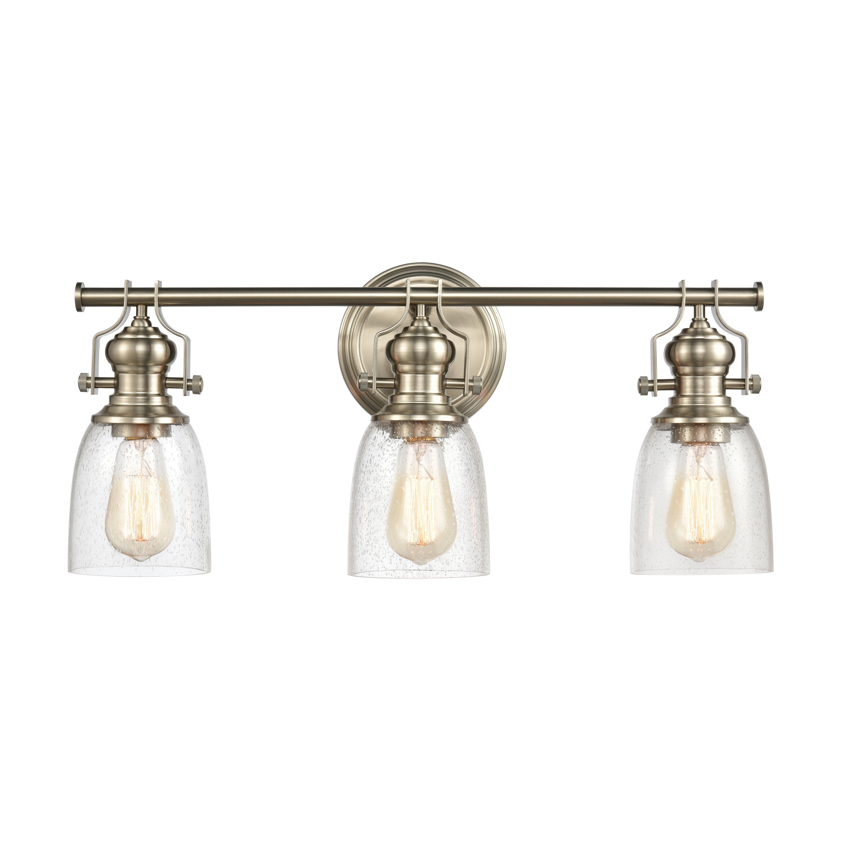 Chadwick 3-Light Vanity Light in Satin Nickel with Seedy Glass - Mycitystee