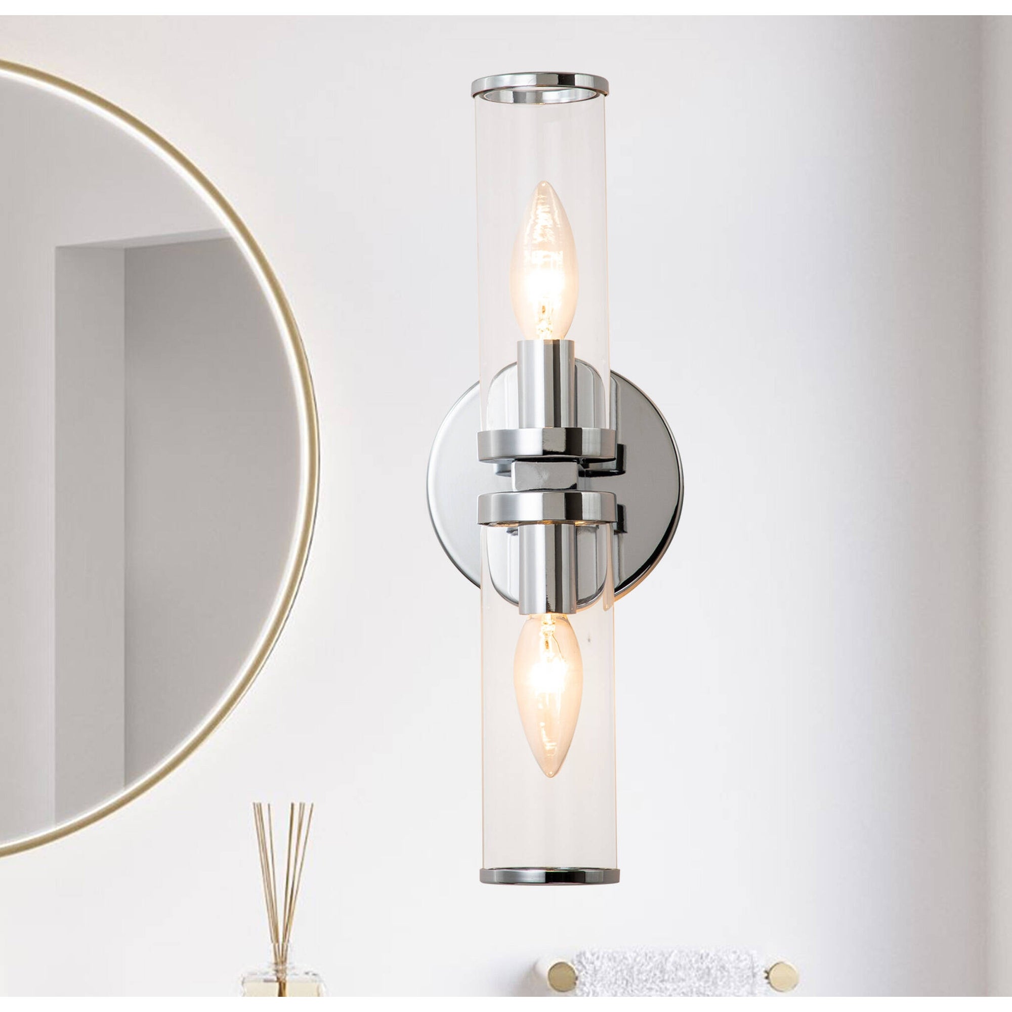Chrome Wall Sconce with Clear Glass - Mycitystee