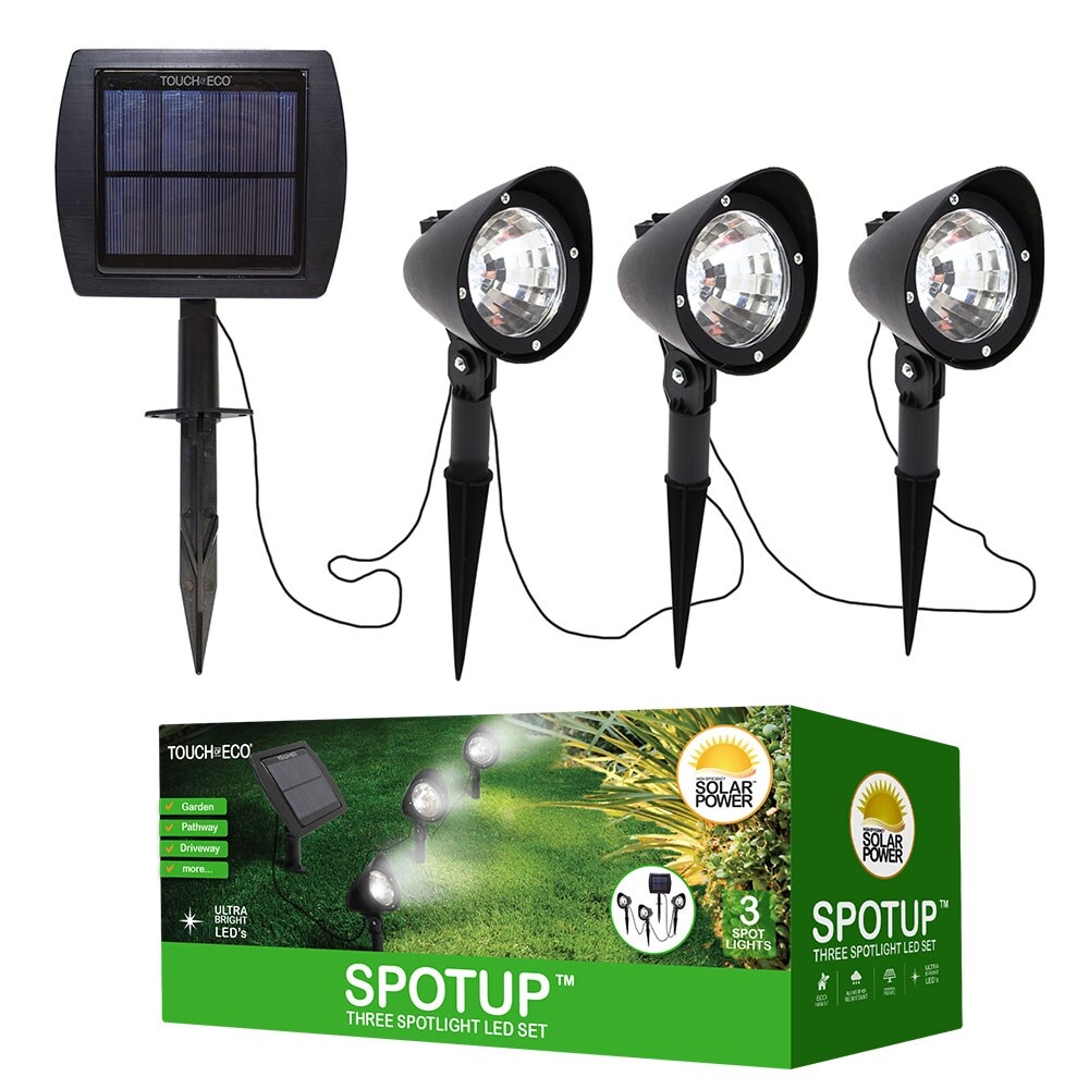 Solar Powered 3 Spotlight LED Set - Produces Ultra Bright Light - Mycitystee