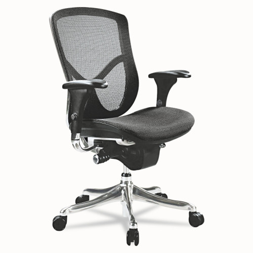 Alera EQ Series Ergonomic Multifunction Mid-Back Mesh Chair， Supports Up to 250 lb， Black Seat/Back， Aluminum Base (EQA42ME10A) - Mycitystee