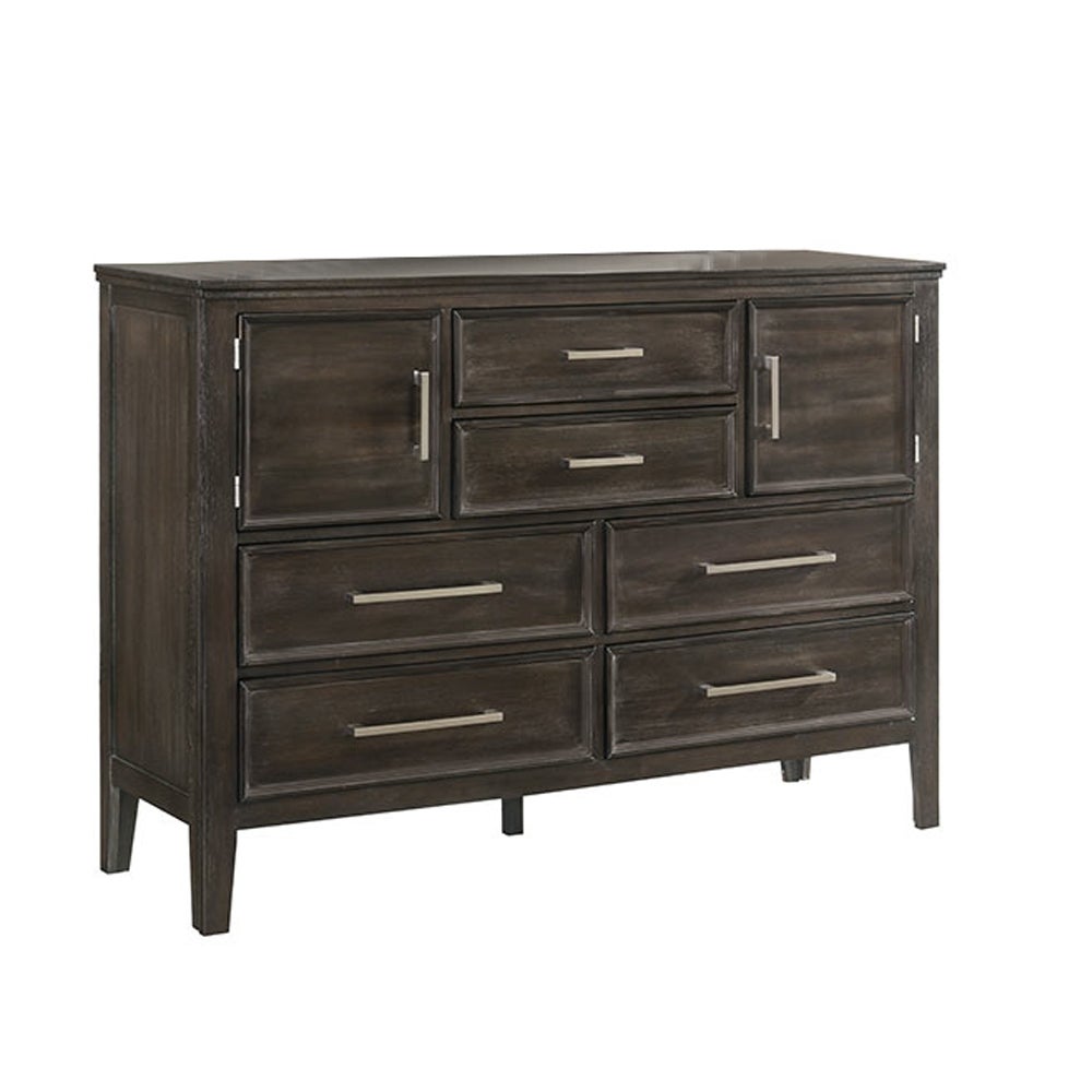 Wooden Dresser with 6 Spacious Drawers and 2 Cabinets， Brown - - 31428334 - Mycitystee