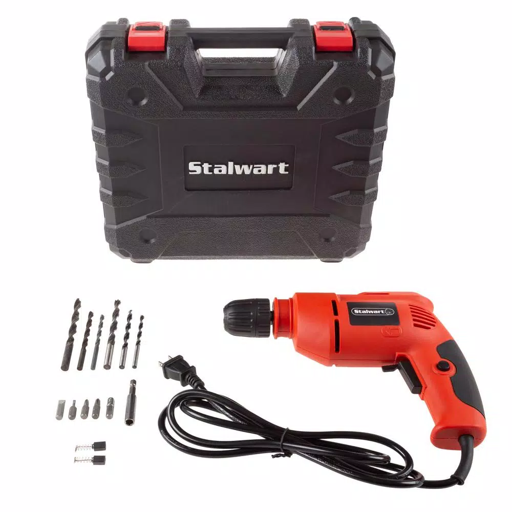 Stalwart 3.2 Amp Corded Electric 3/8 in. Power Drill with 6 ft. Cord and Carrying Case and#8211; XDC Depot - Mycitystee