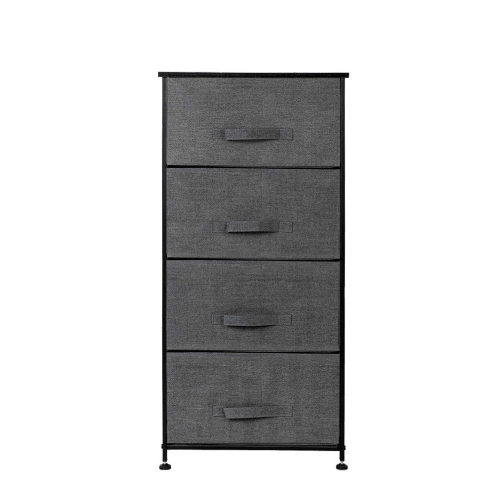 4-Tier Dresser Tower， Fabric Drawer Organizer With 4 Easy Pull Drawers With Metal Frame，Wooden Tabletop For Living Room， Closet - - 36251367 - Mycitystee