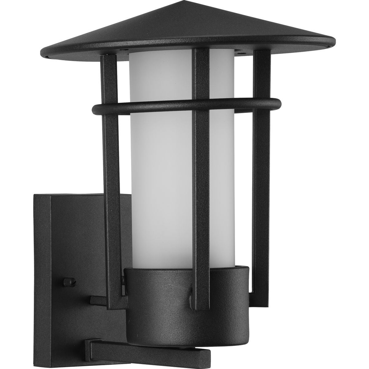 Exton Collection 1-Light Textured Black Etched Seeded Glass Modern Outdoor Medium Wall Lantern Light - 9.12 in x 9.37 in x 12 in Shopping - The Best D - Mycitystee