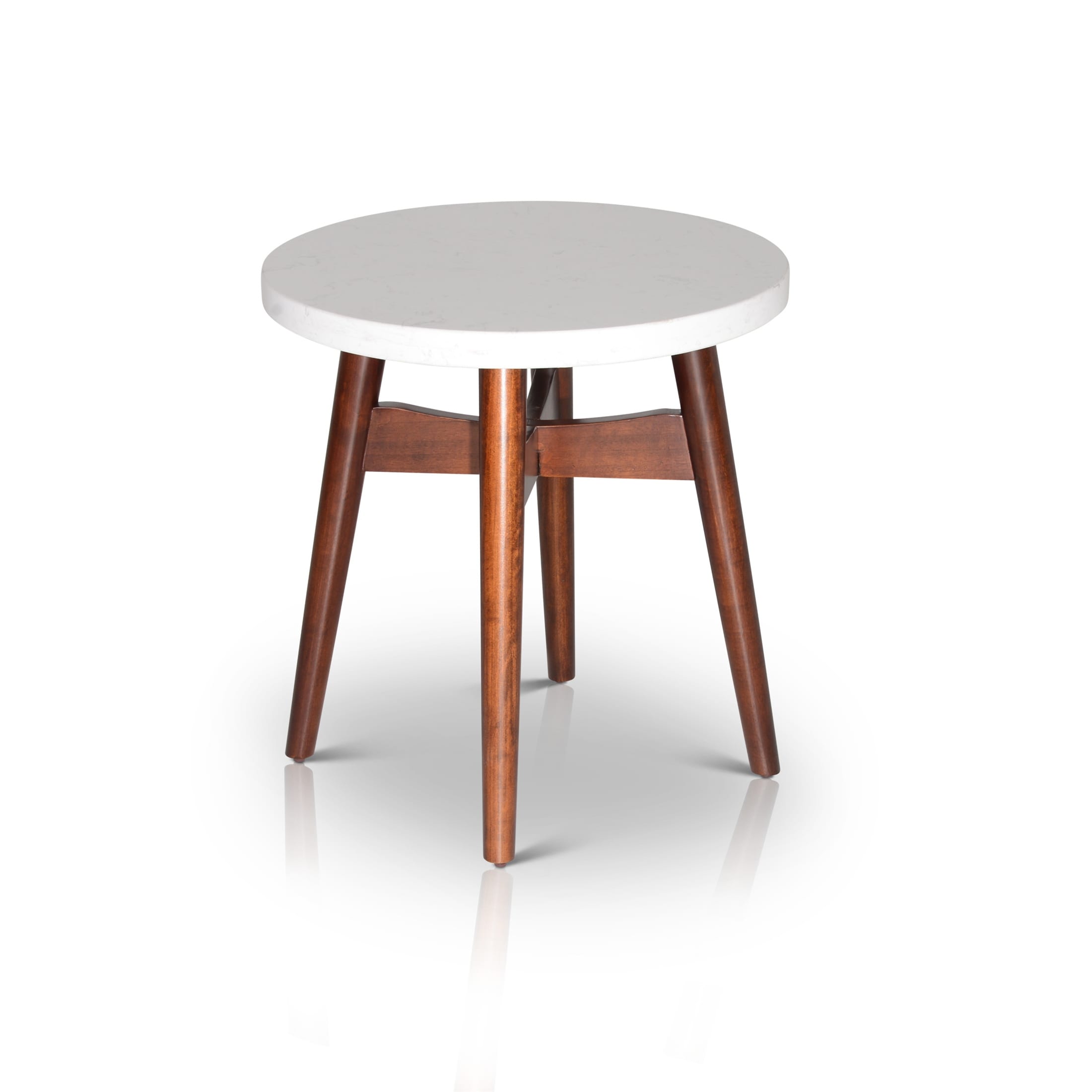 Cherry MDF and Solid Wood Round End Table - Mycitystee