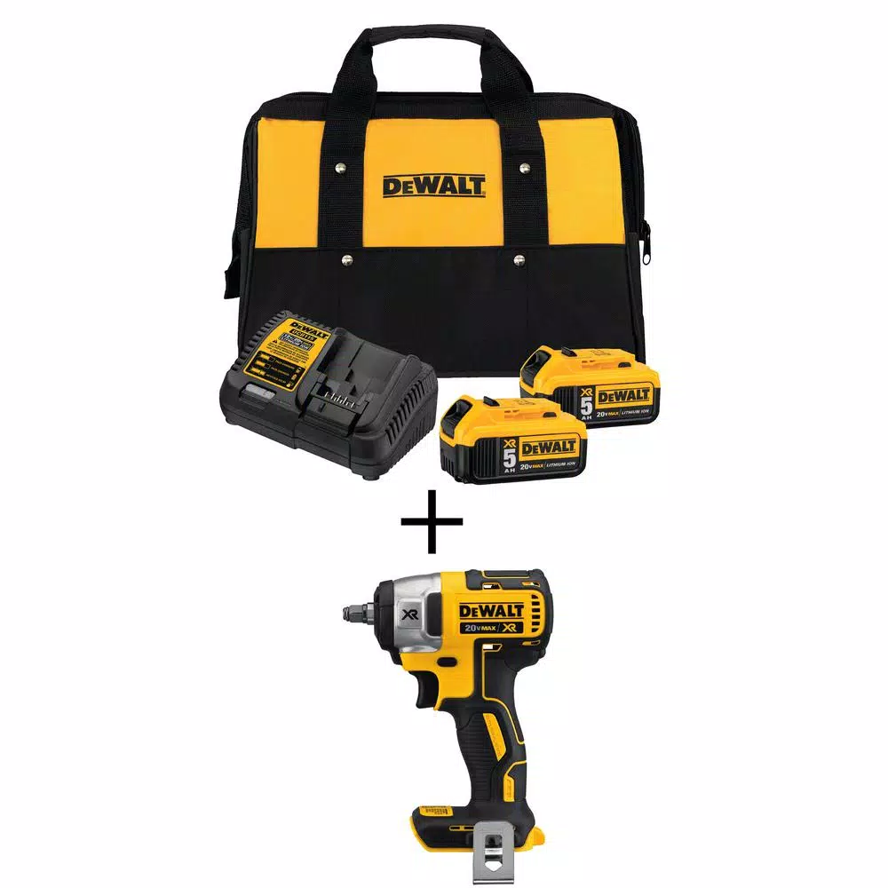 DEWALT 20-Volt MAX XR Cordless Brushless 3/8 in. Compact Impact Wrench with (2) 20-Volt 5.0Ah Batteries and Charger and#8211; XDC Depot - Mycitystee