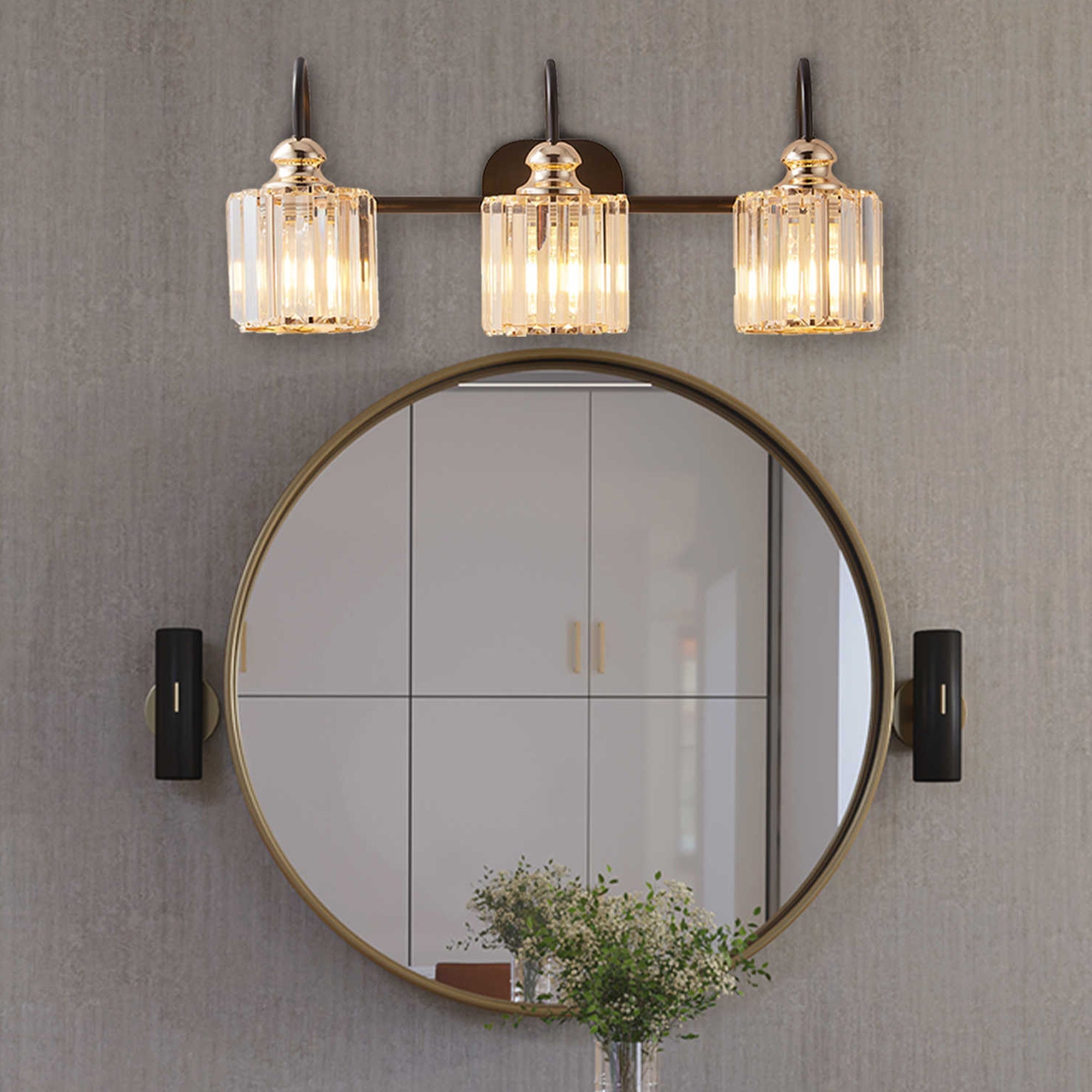 3 Lights Modern Wall Mounted Bathroom Over Mirror Light With Glass Lampshade - 23.13 - Mycitystee