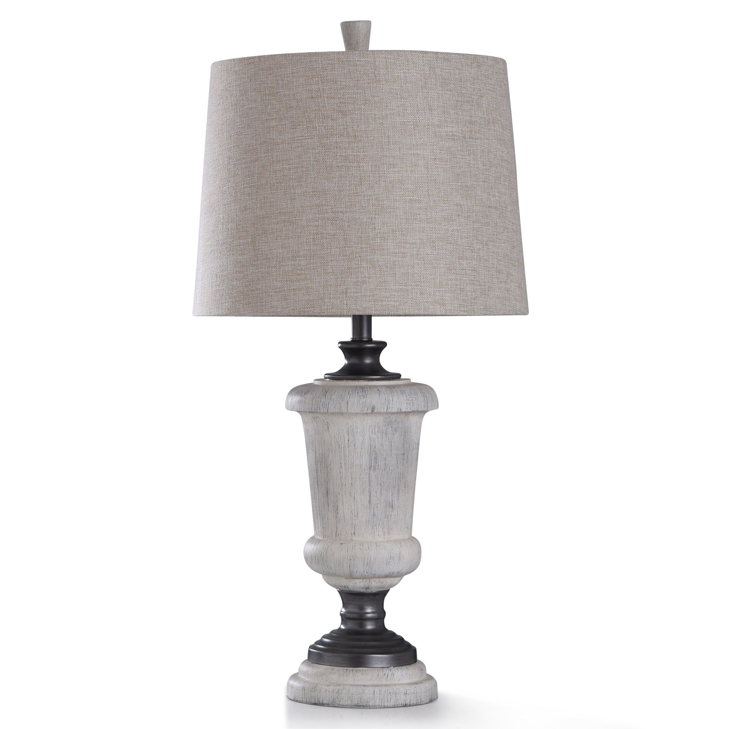 StyleCraft Cinder Ford Light Gray Stone with Gun Metal Finished Accents Table Lamp - Mycitystee