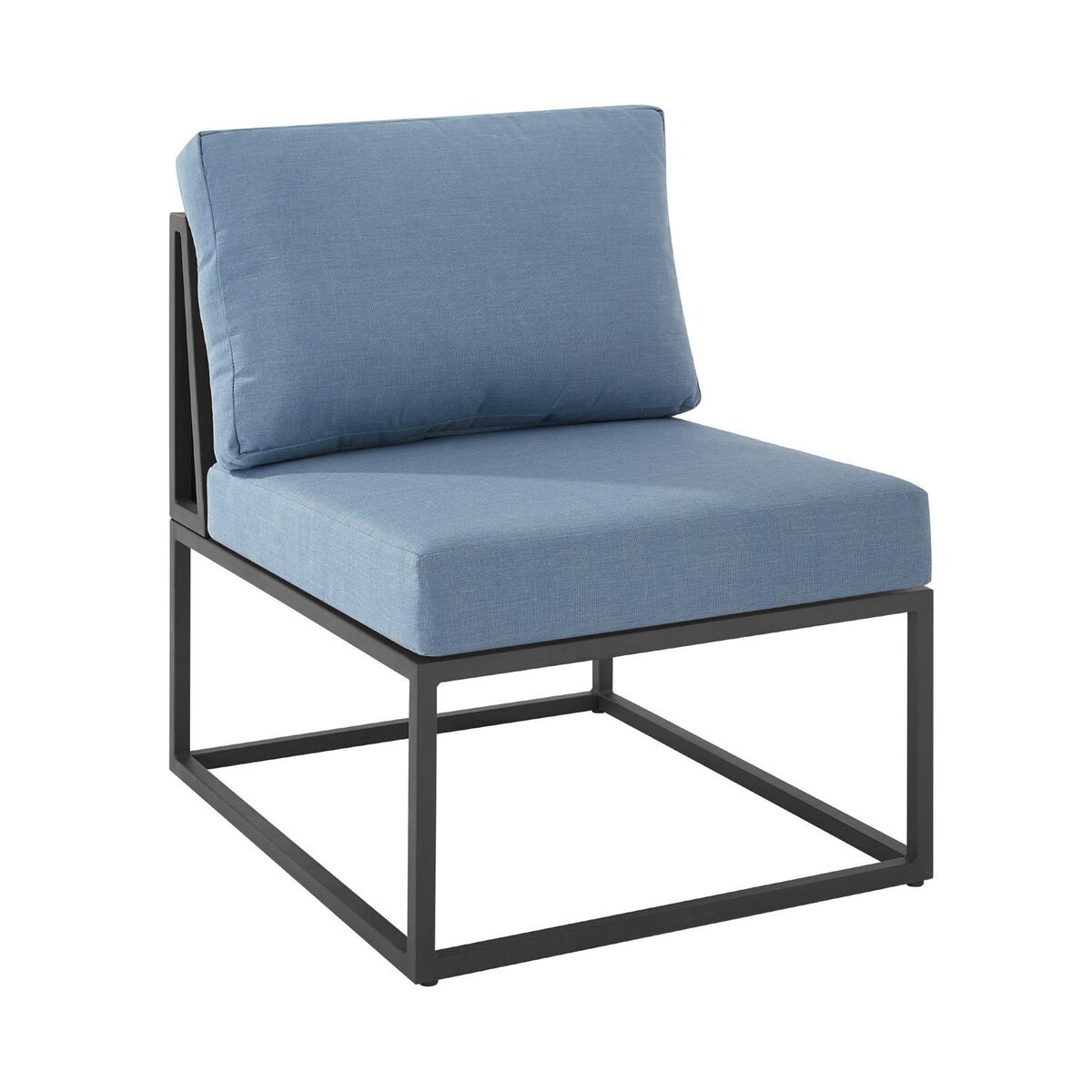 Ultimate Patio Chesterview Steel Patio Armless Sectional Club Chair W/ Blue Cushions - Mycitystee