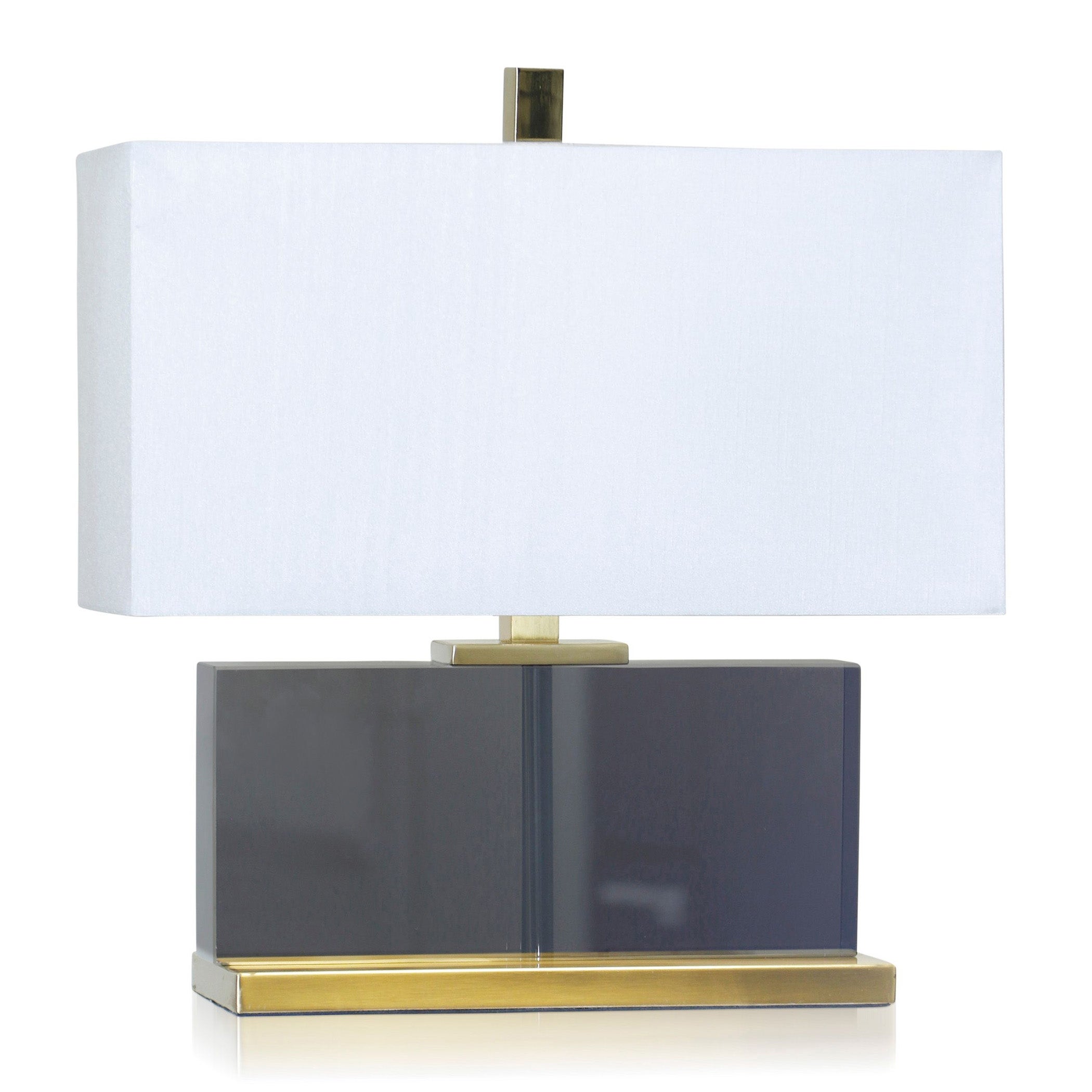 Dann Foley Lifestyle - Table Lamp - Smoke Grey Glass And Polished Brass - White Shade - Mycitystee