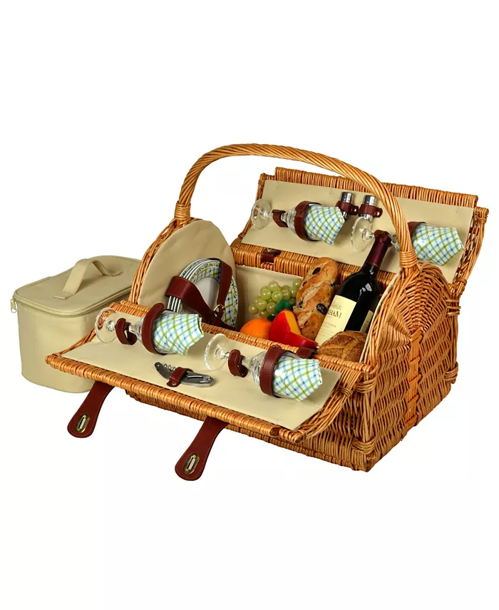 Picnic At Ascot Yorkshire Willow Picnic Basket with Service for 4 - Mycitystee