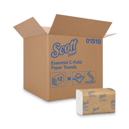 Scott Essential C-Fold Towels for Business， Absorbency Pockets， 10.13 x 13.15， White， 200/Pack， 12 Packs/Carton (01510) - Mycitystee