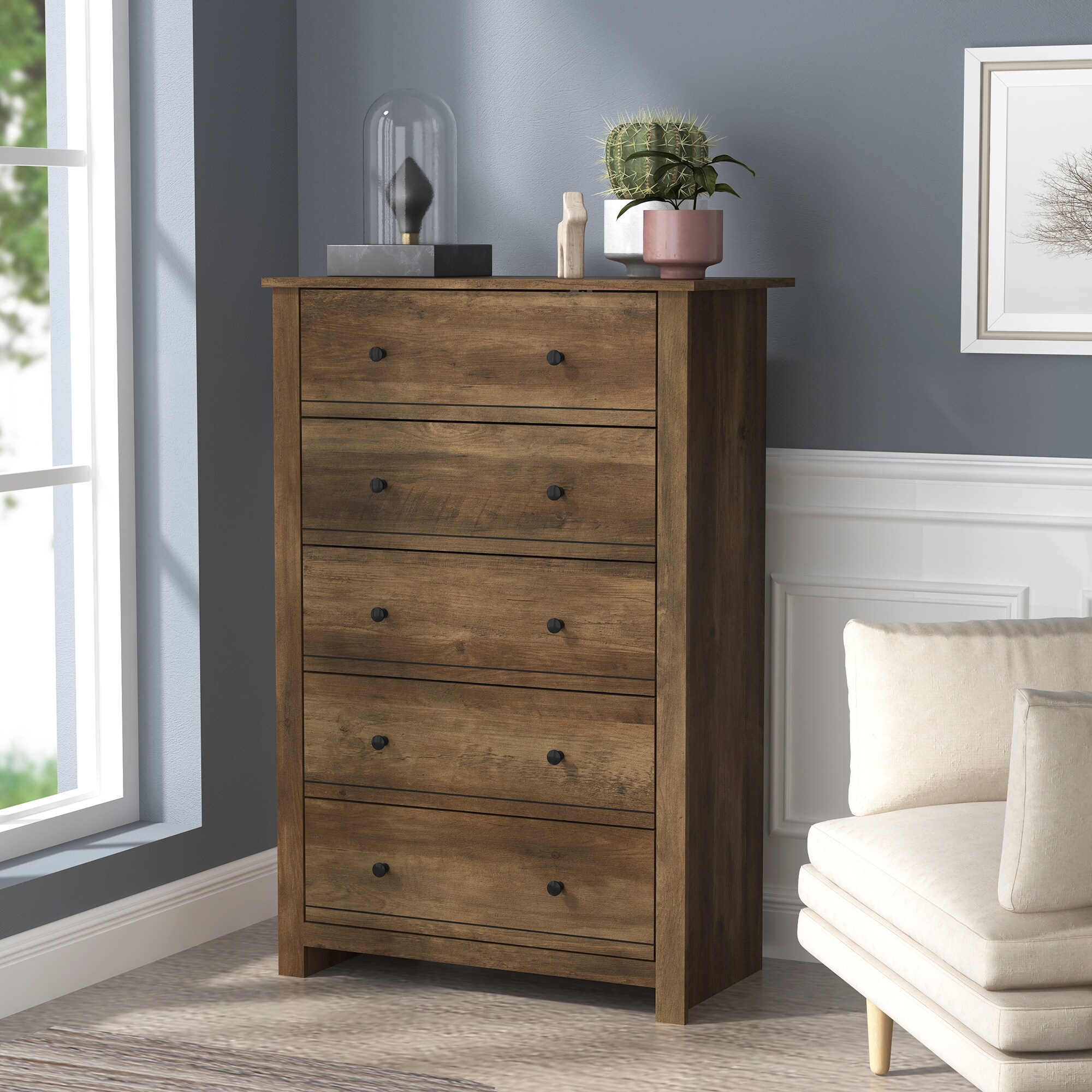 Genoa 5-Drawer Chest of Drawer (46.2 in. H x 17.1 in. W x 30.4 in. D) - - 37654586 - Mycitystee