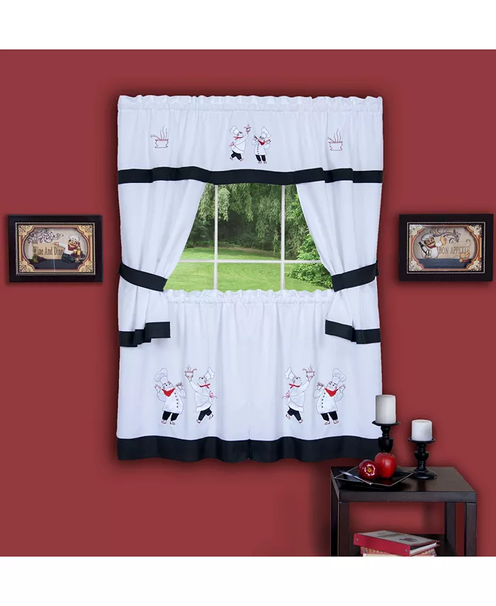Achim Gourmet Embellished Cottage Window Curtain Set， 58x36 - Mycitystee