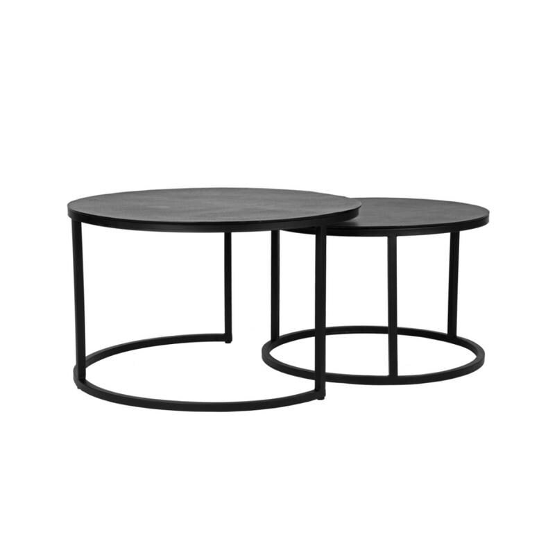 Label51 Grand Black Metal Industrial Nesting Coffee Tables Set of 2 - Mycitystee