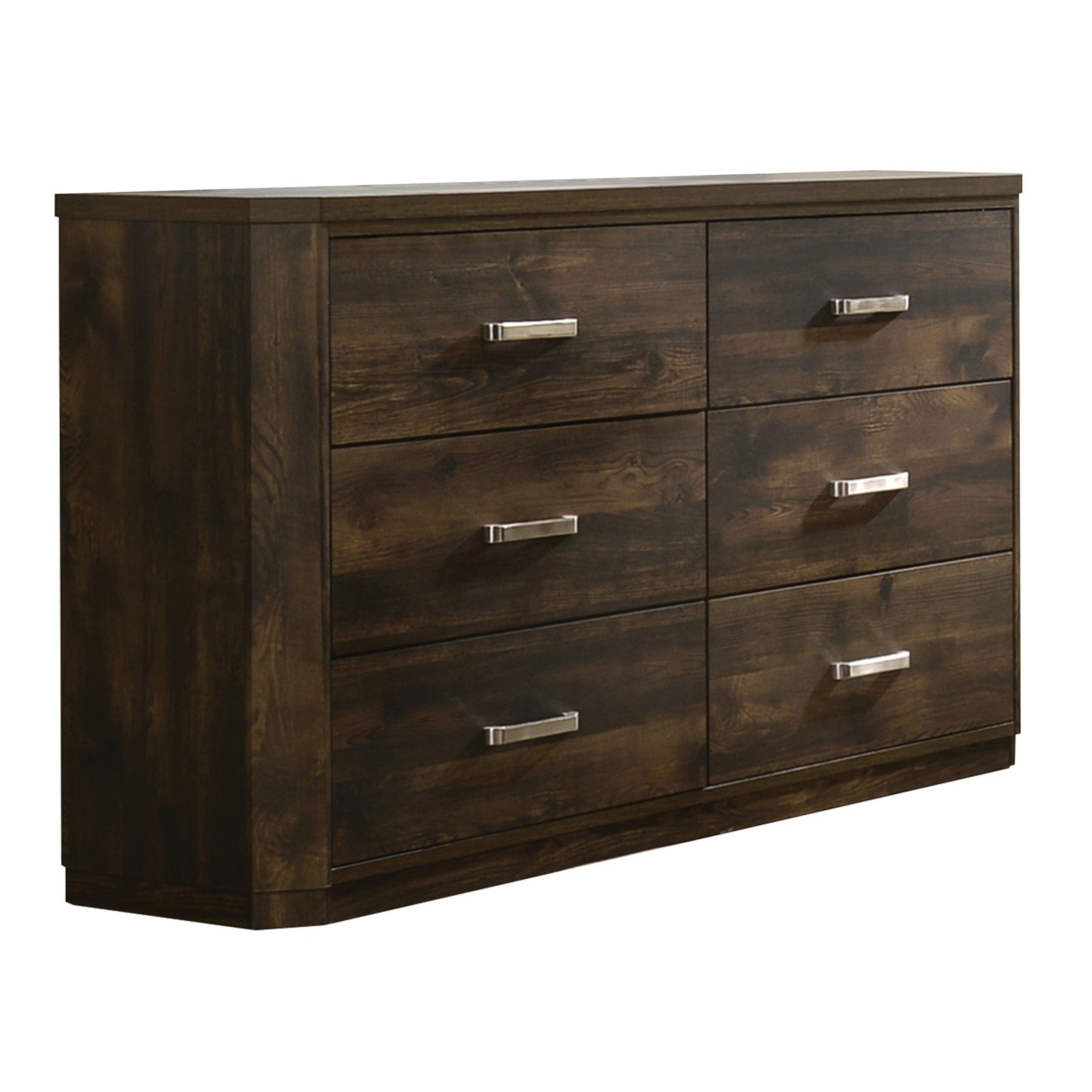 Transitional Style 6 Drawer Wooden Dresser with Plinth Base， Brown - - 30358853 - Mycitystee
