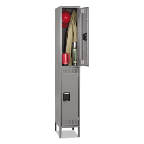 Tennsco Double Tier Locker with Legs， Single Stack， 12w x 18d x 78h， Medium Gray (DTS1218361MG) - Mycitystee