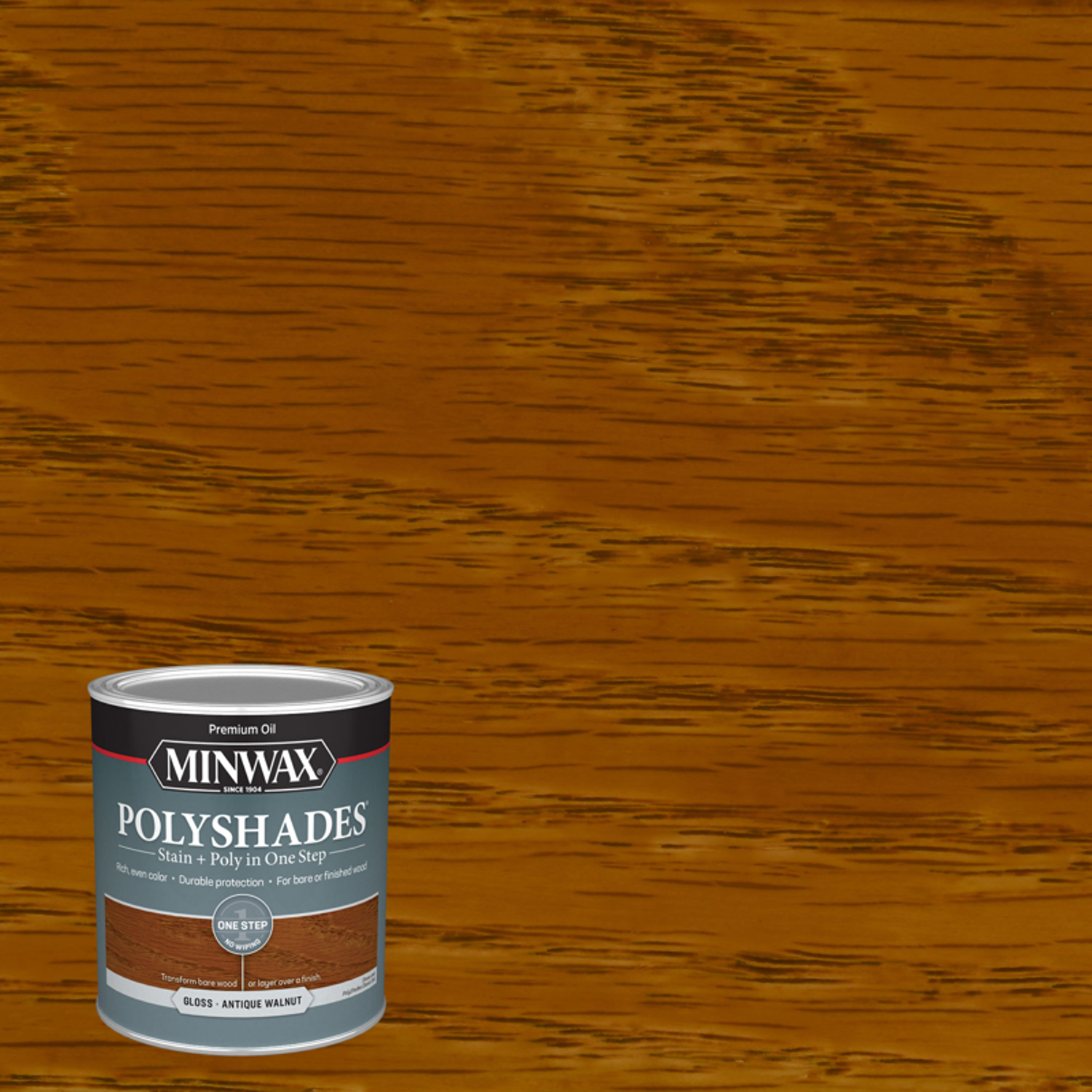 Minwax PolyShades Semi-Transparent Gloss Antique Walnut Oil-Based Stain/Polyurethane Finish 1 qt - Mycitystee