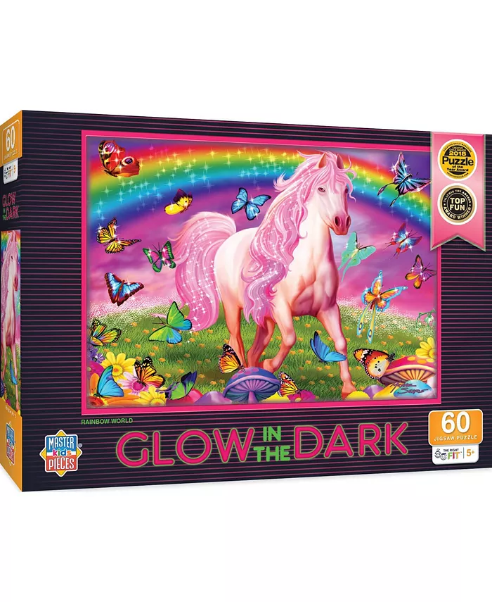 MasterPieces Puzzles Glow in the Dark - Rainbow World 60 Piece Kids Puzzle - Mycitystee