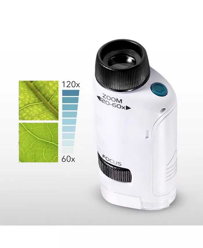 Dartwood Pocket Microscope - Mini Portable Microscope for Kids Adults with LED - 60x-120x Magnification (White) - Mycitystee