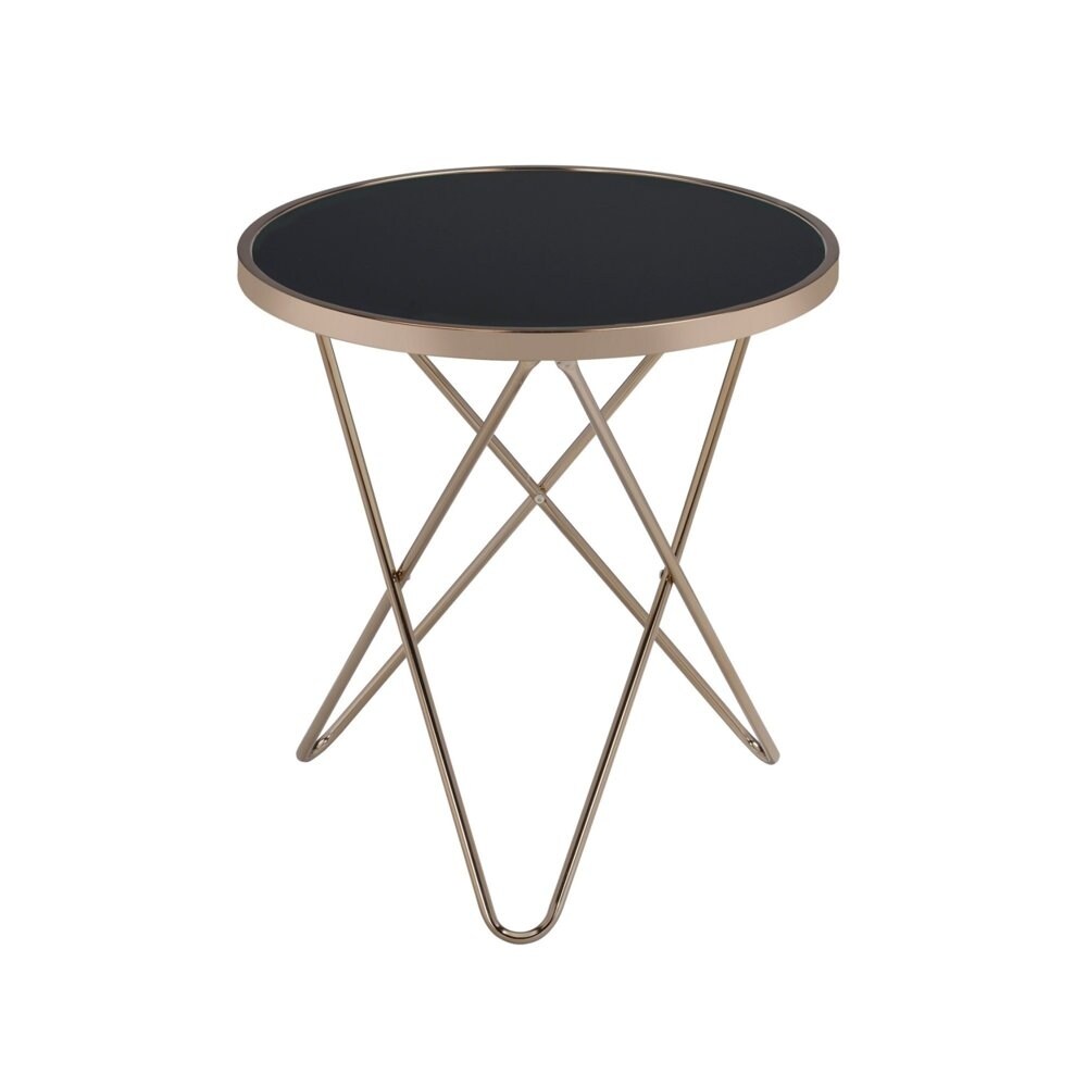 Valora End Table， Black Glass and Champagne - Mycitystee