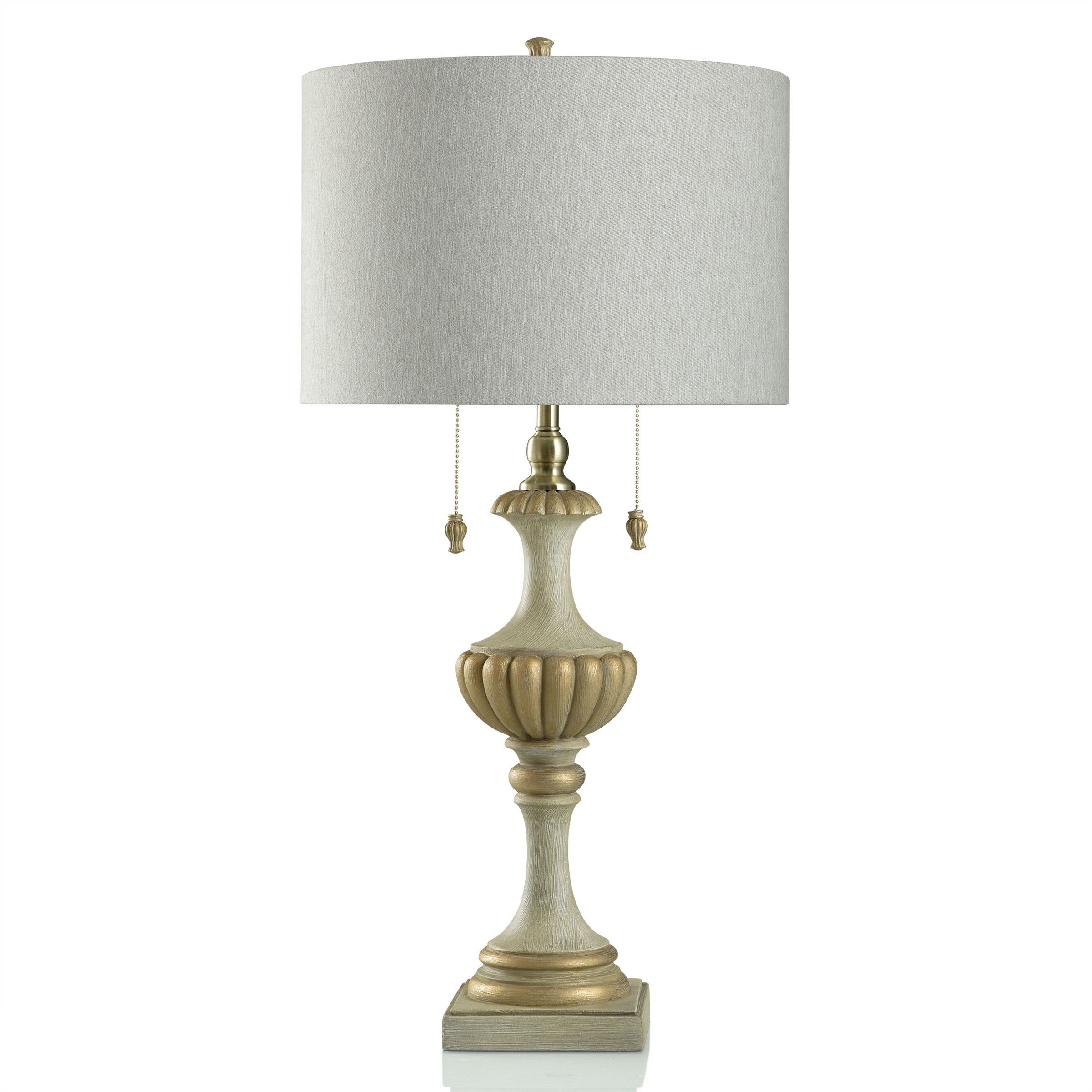 Chrysta Creme Table Lamp - Traditional Design With Double Pull Chain - Mycitystee