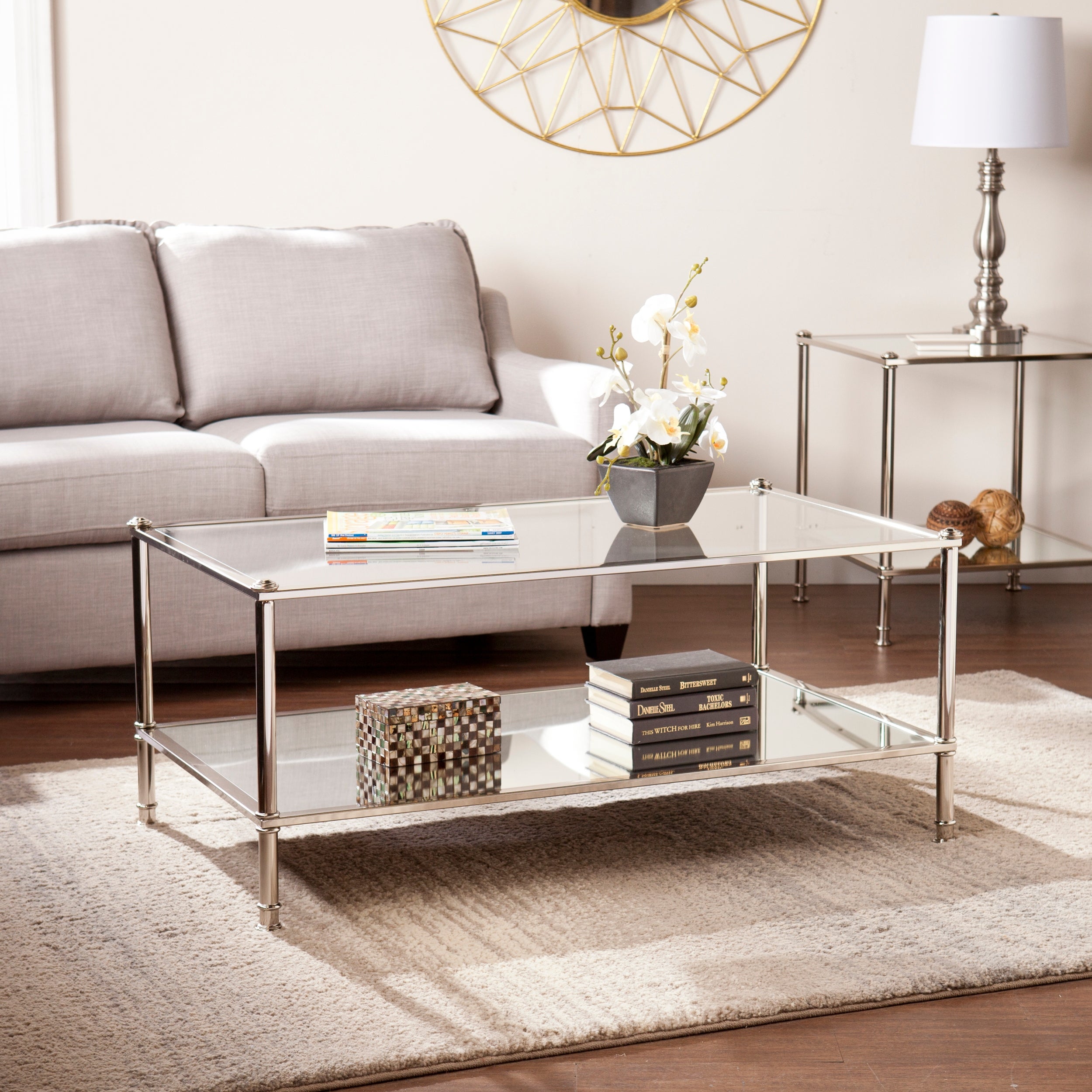 SEI Furniture Pullman Glass Top Coffee Table - Mycitystee